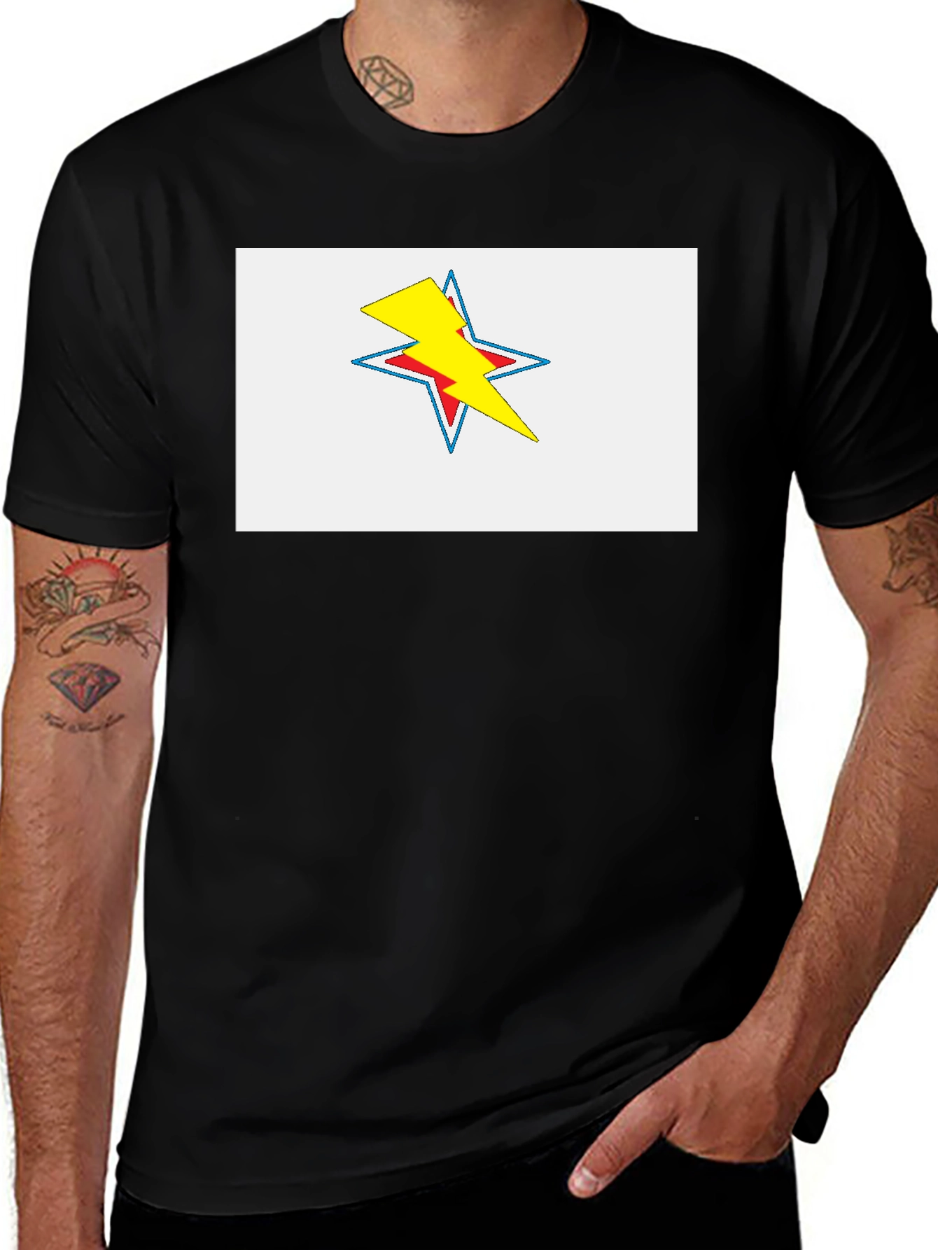 Star Lightning Bolt Graphic Tee - Black