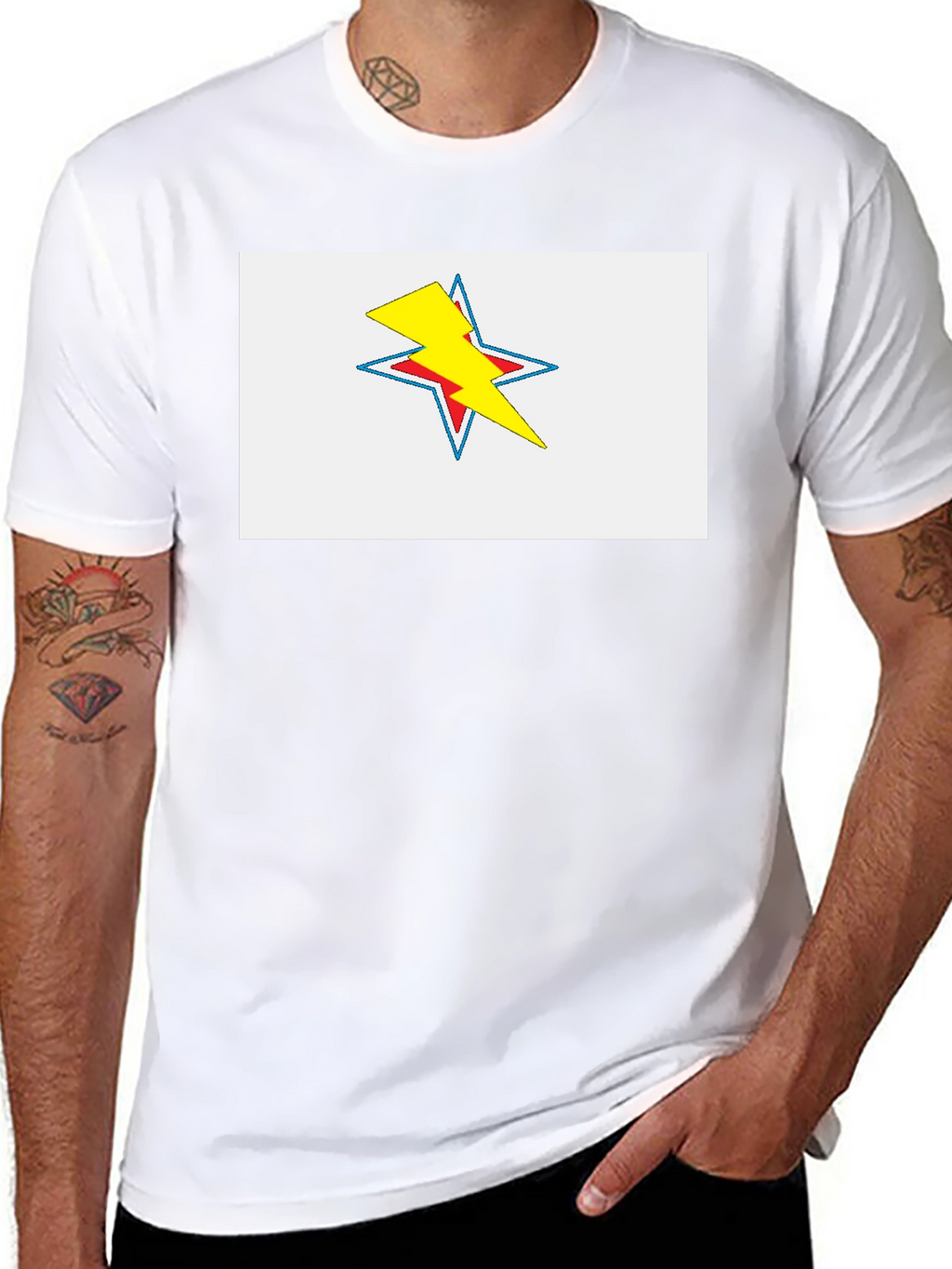 Star Lightning Bolt Graphic Tee - Black