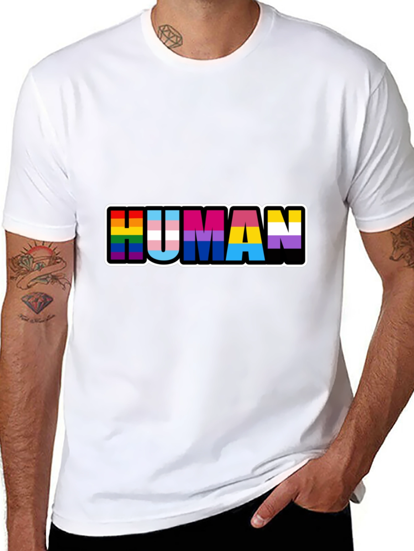 Human Pride T-Shirt Black LGBTQ+ Pride Tee