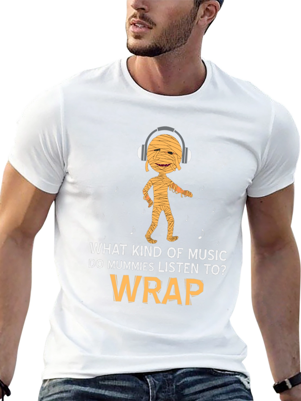 Mummy Wrap Music T-Shirt Halloween Funny Gift