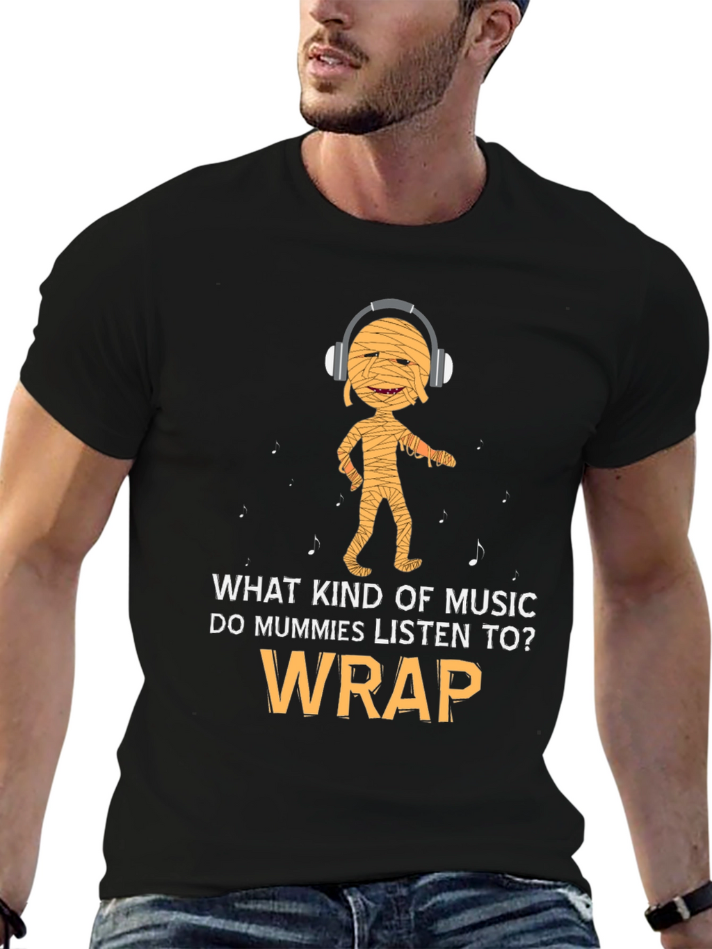 Mummy Wrap Music T-Shirt Halloween Funny Gift
