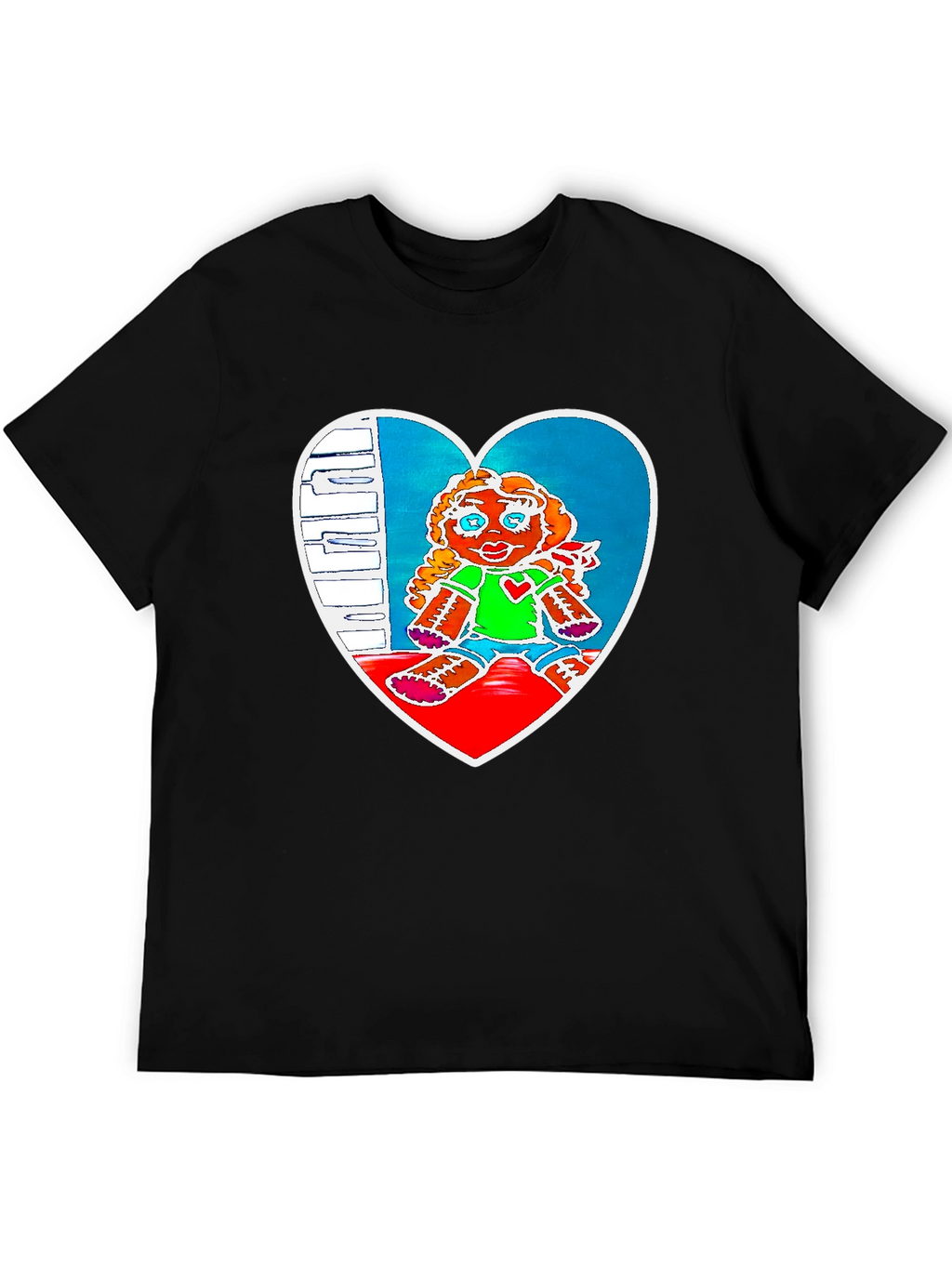 Heart Doll Graphic Tee - Black