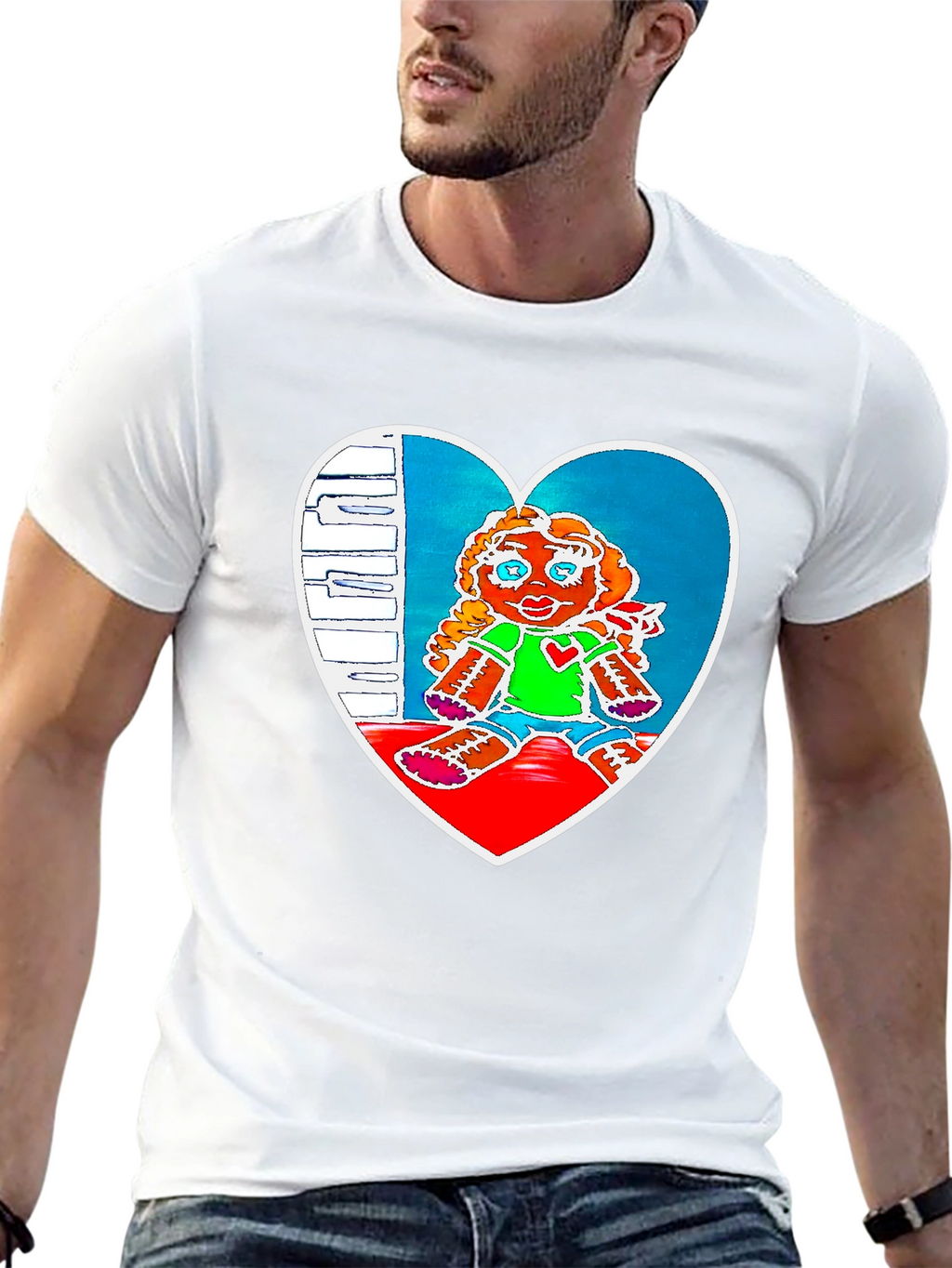 Heart Doll Graphic Tee - Black
