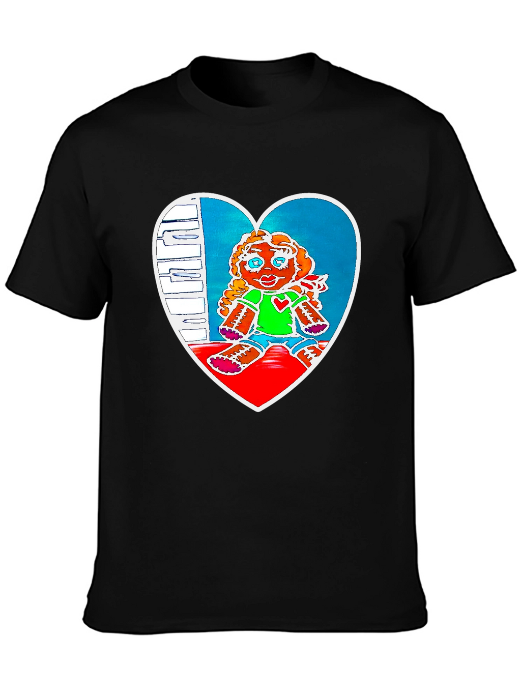 Heart Doll Graphic Tee - Black