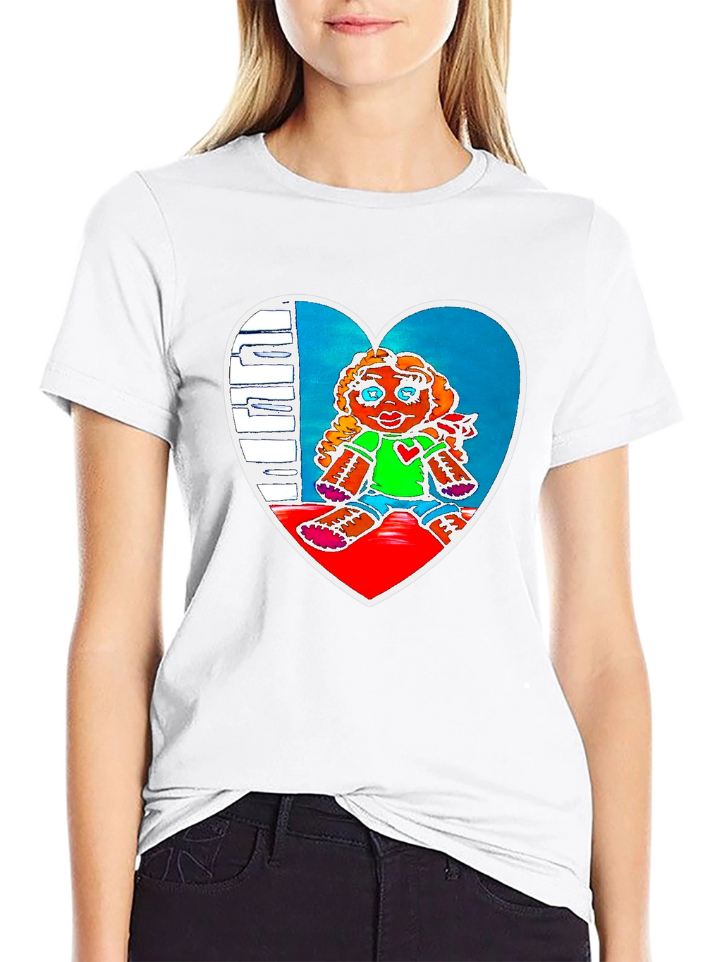 Heart Doll Graphic Tee - Black