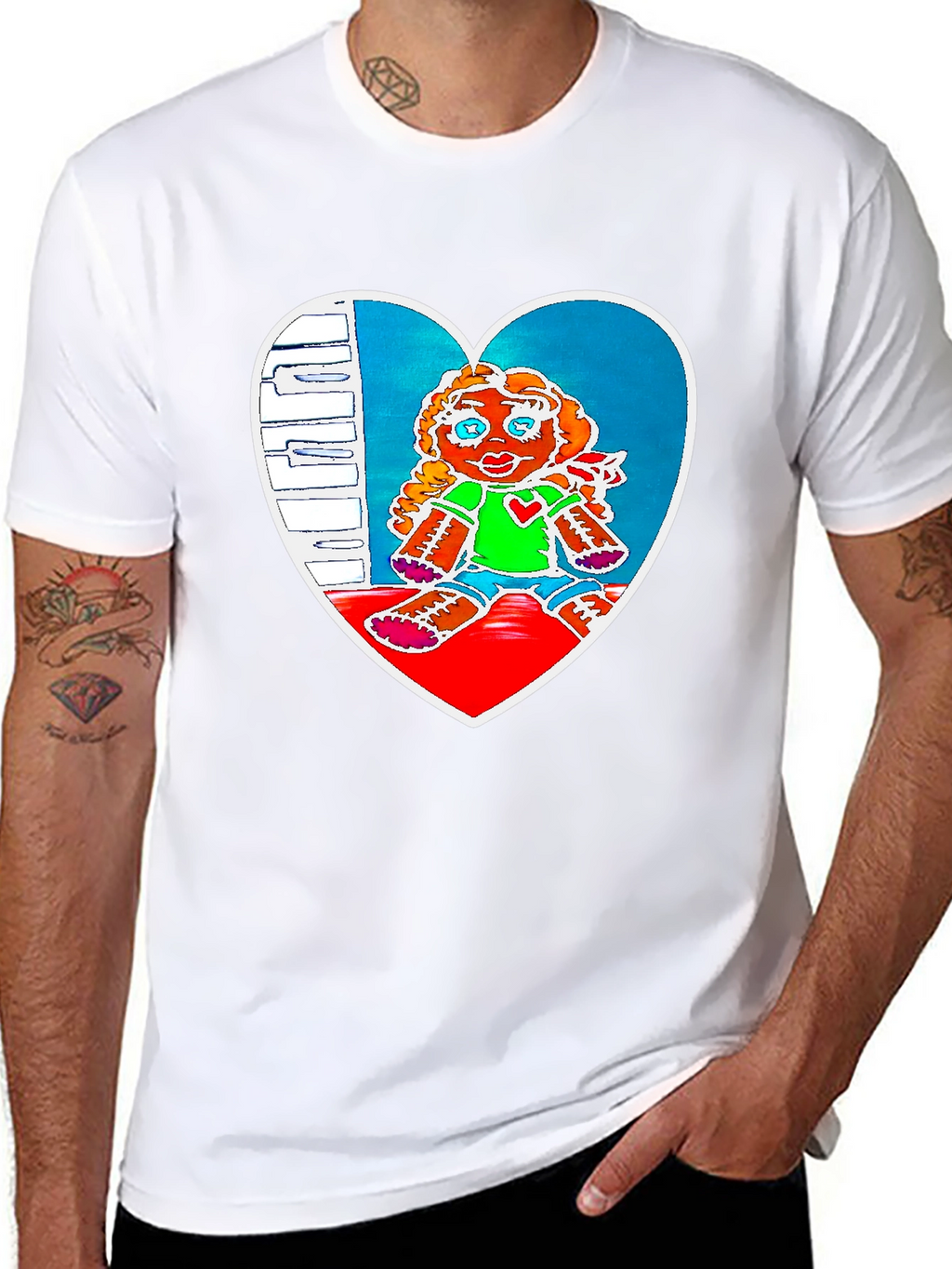 Heart Doll Graphic Tee - Black
