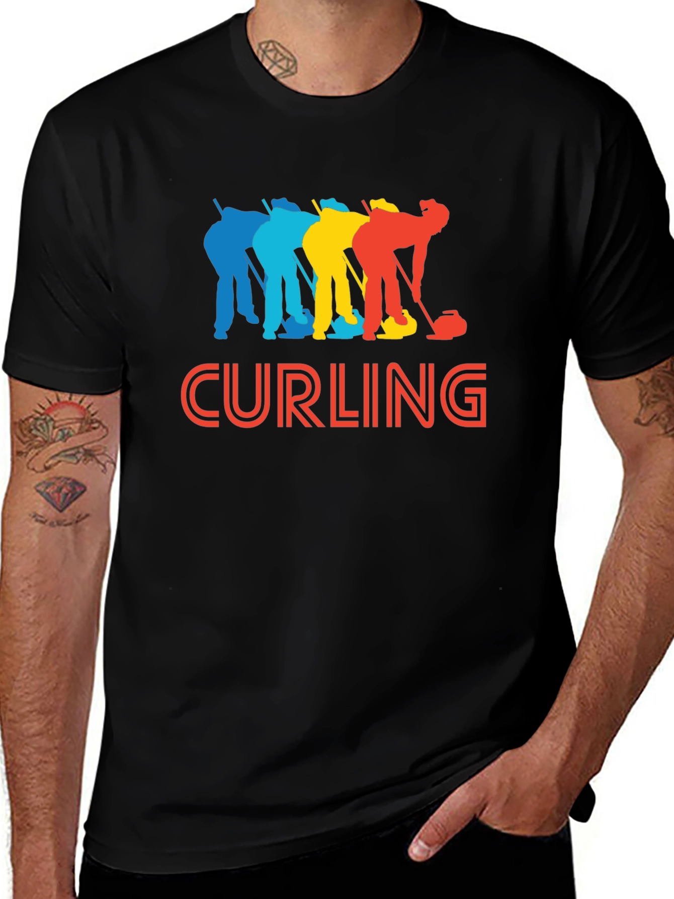 Colorful Curling Graphic T-Shirt - Black
