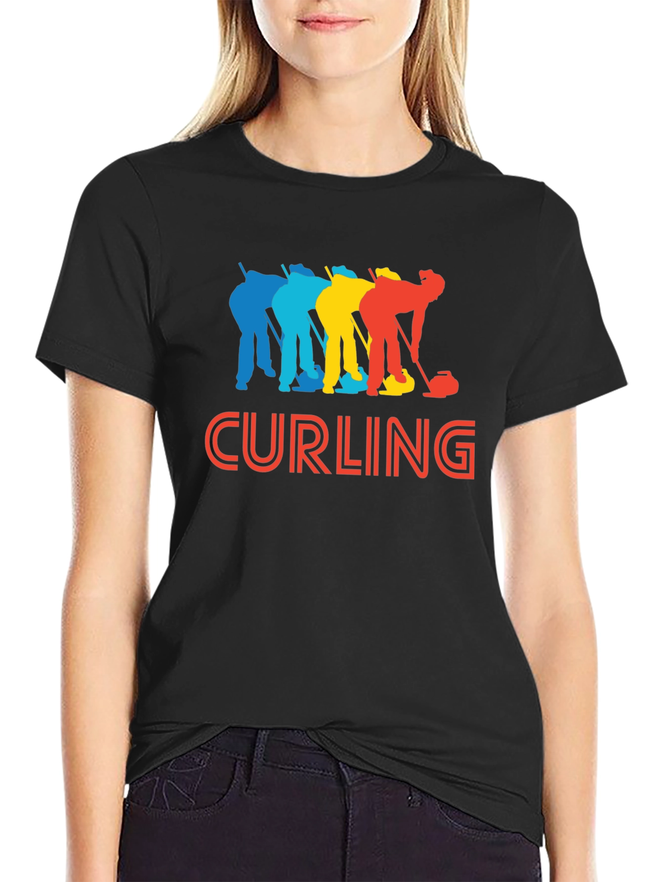 Colorful Curling Graphic T-Shirt - Black
