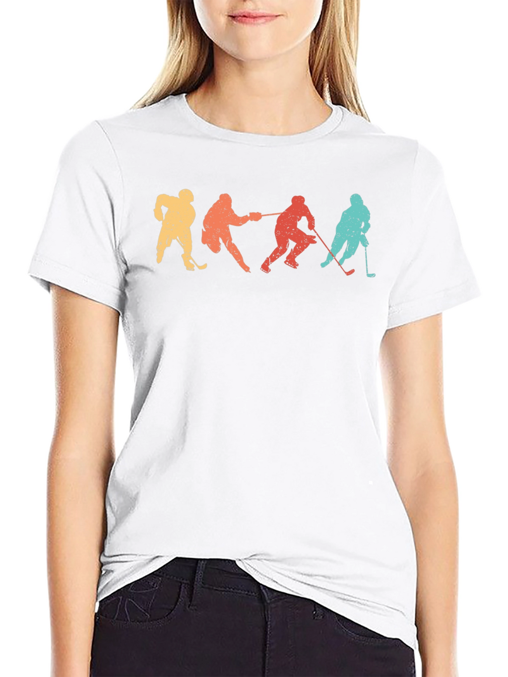 Retro Hockey Player Silhouette Graphic Tee