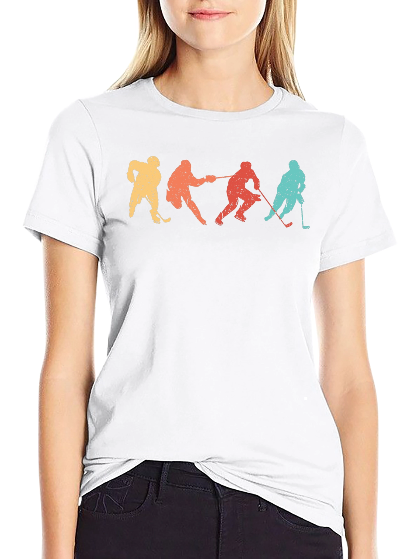 Retro Hockey Player Silhouette Graphic Tee