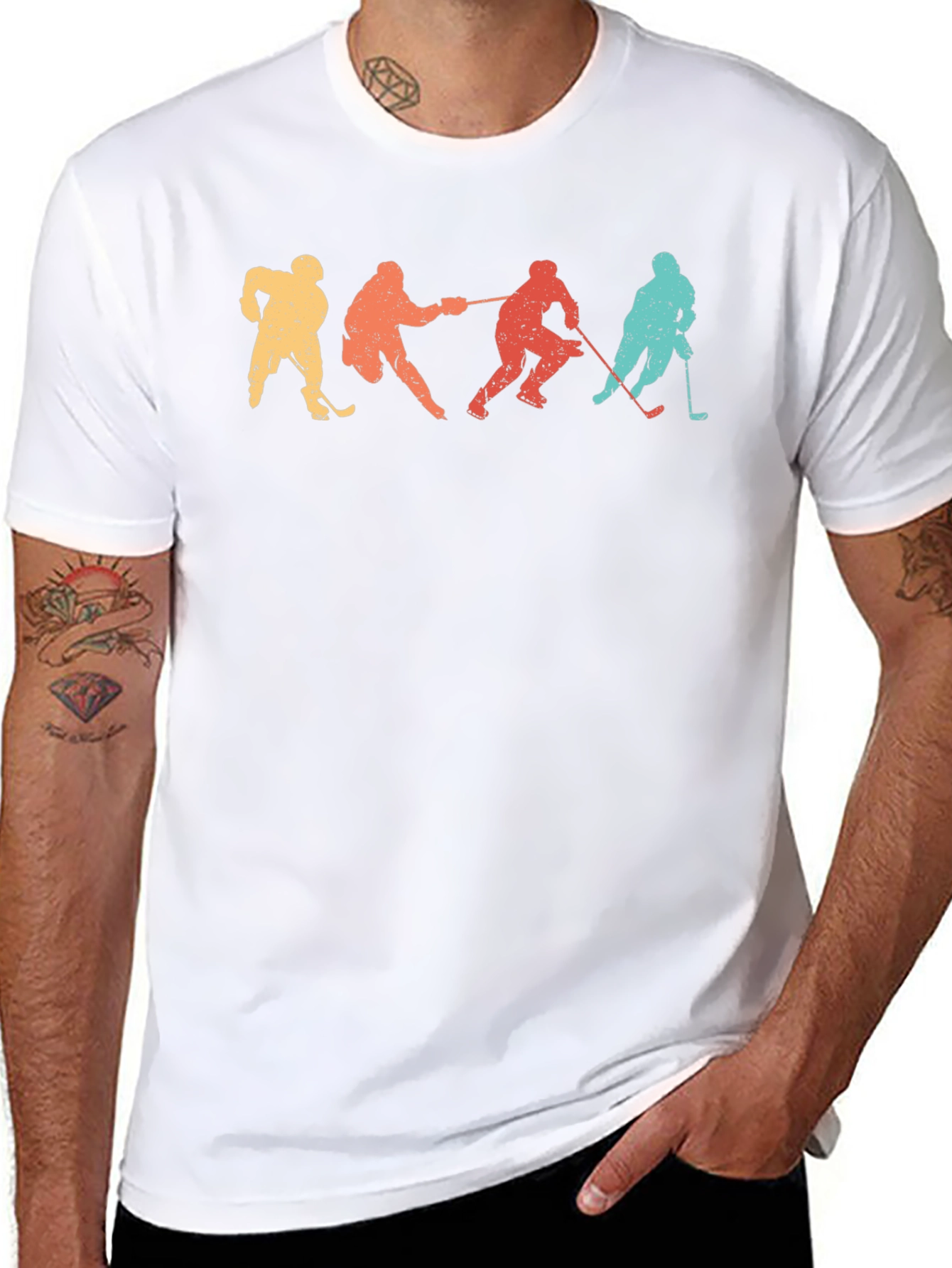 Retro Hockey Player Silhouette Graphic Tee