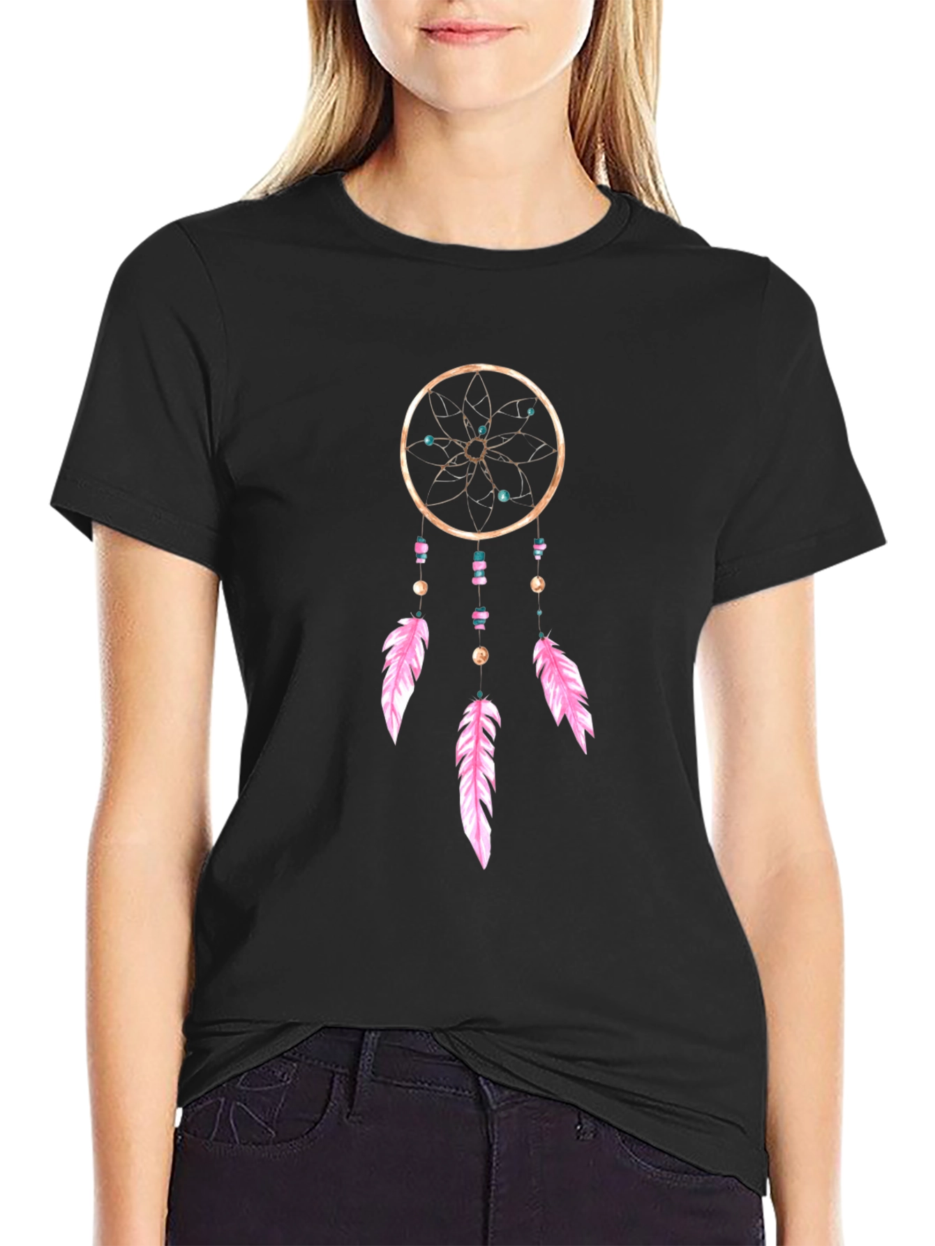 Dreamcatcher Graphic Tee - Black Cotton Comfort