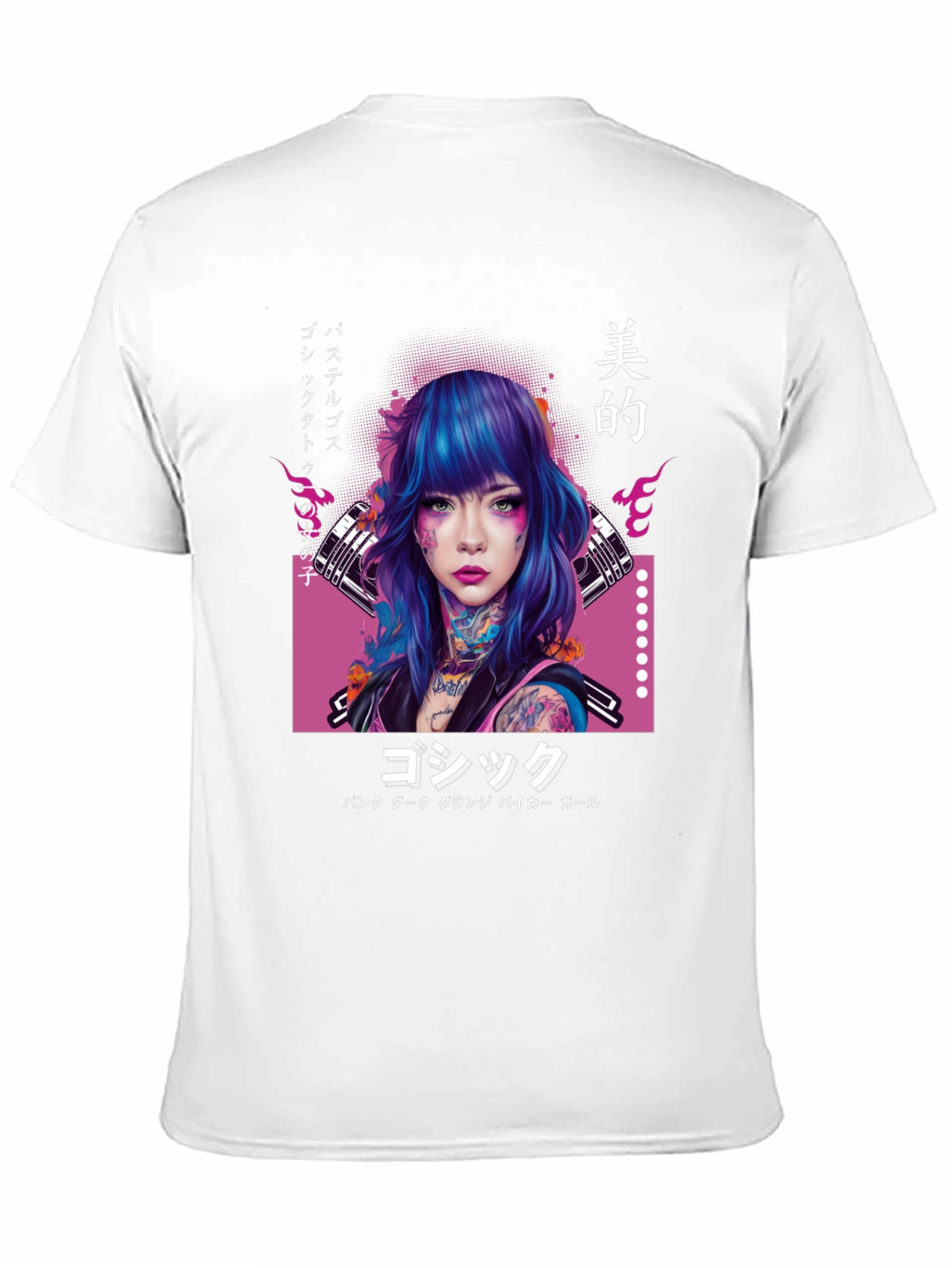 Gothic Punk Girl Graphic Tee - Japanese Inspired
