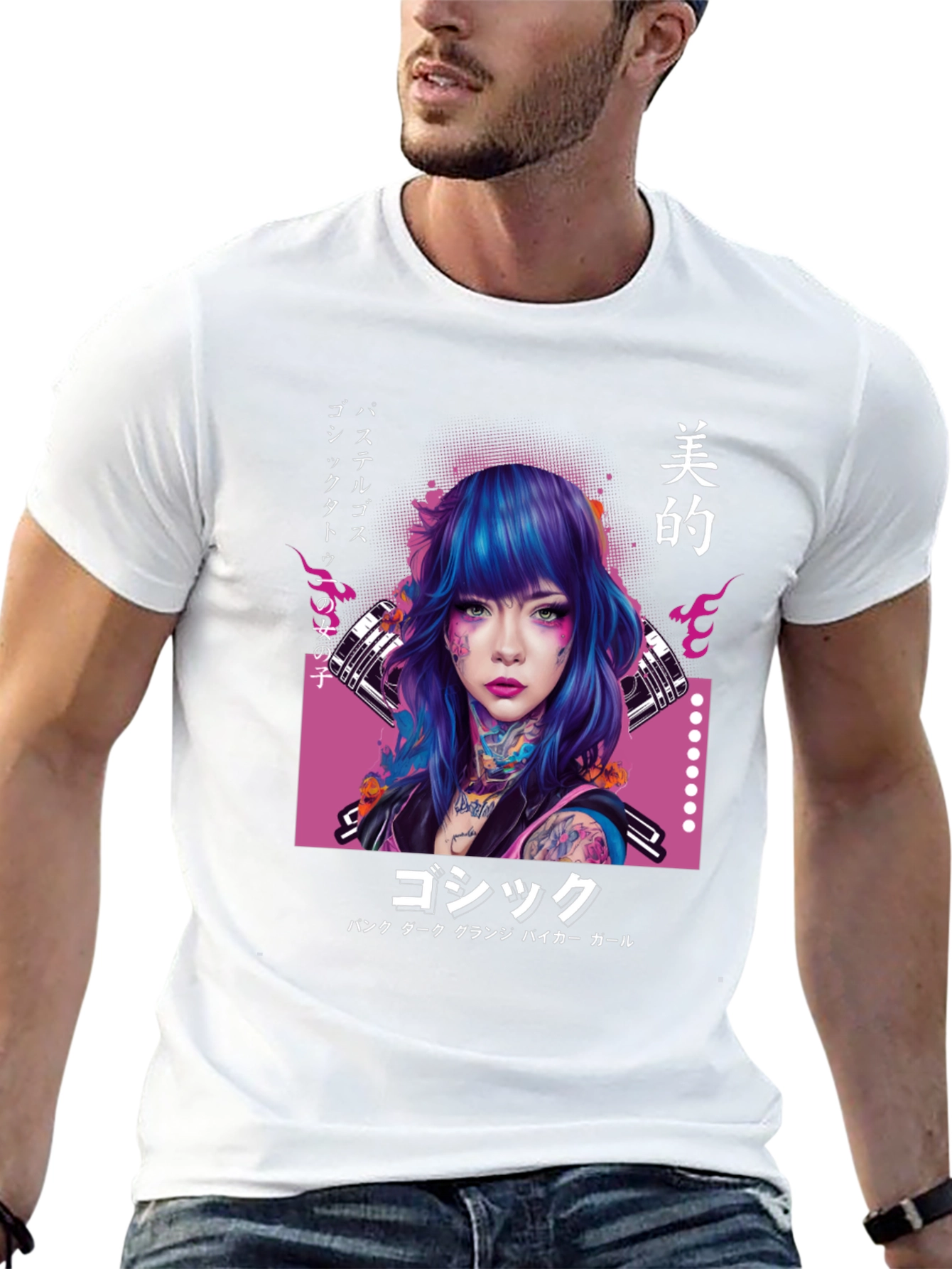 Gothic Punk Girl Graphic Tee - Japanese Inspired