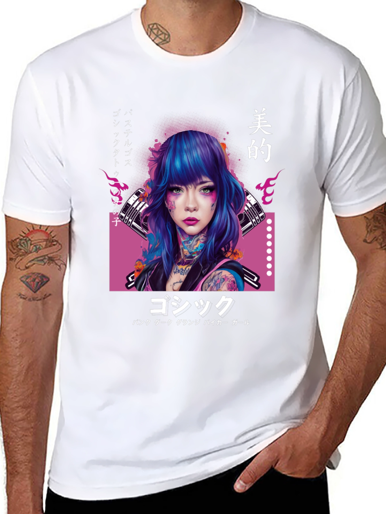 Gothic Punk Girl Graphic Tee - Japanese Inspired
