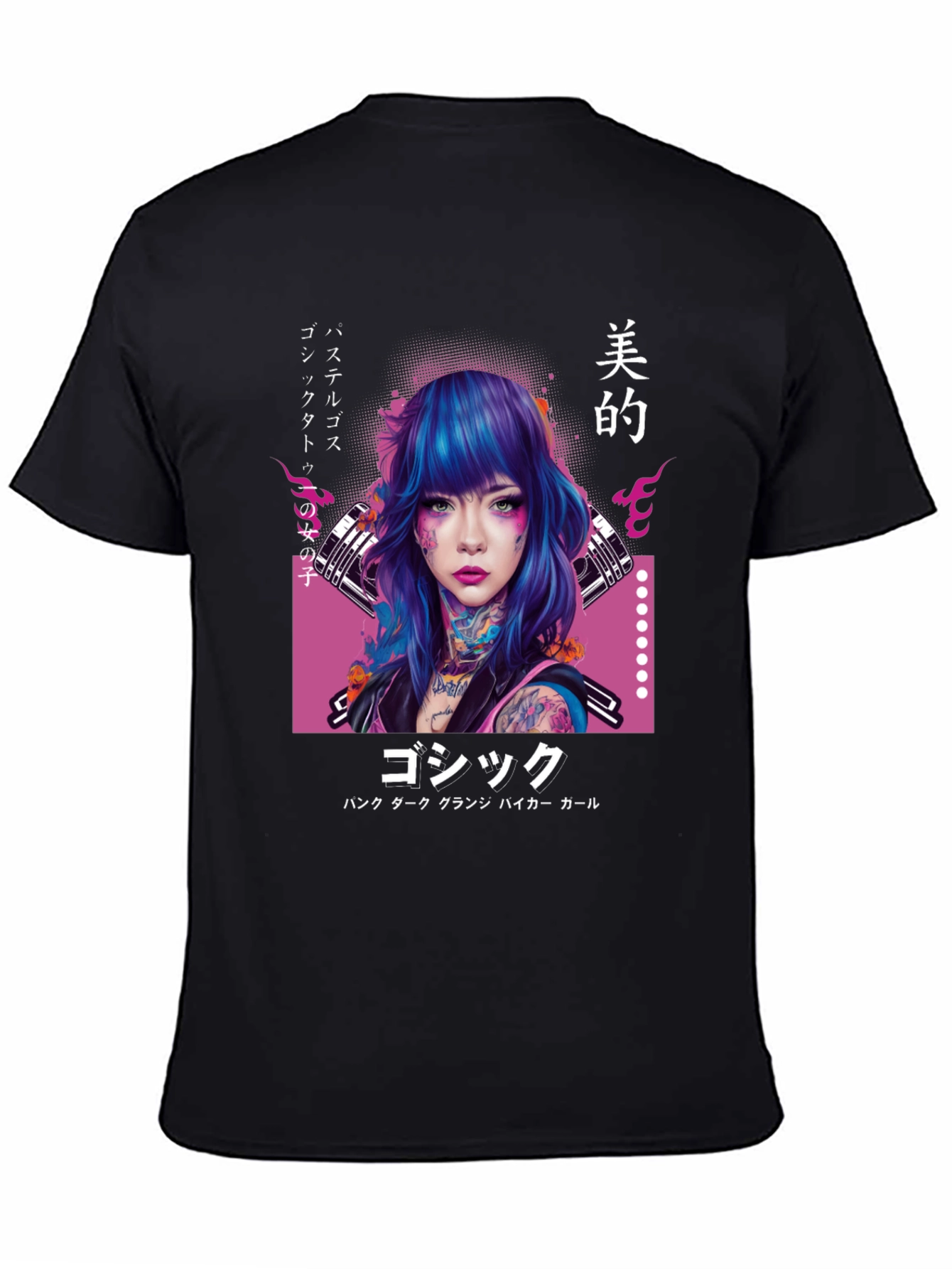 Gothic Punk Girl Graphic Tee - Japanese Inspired