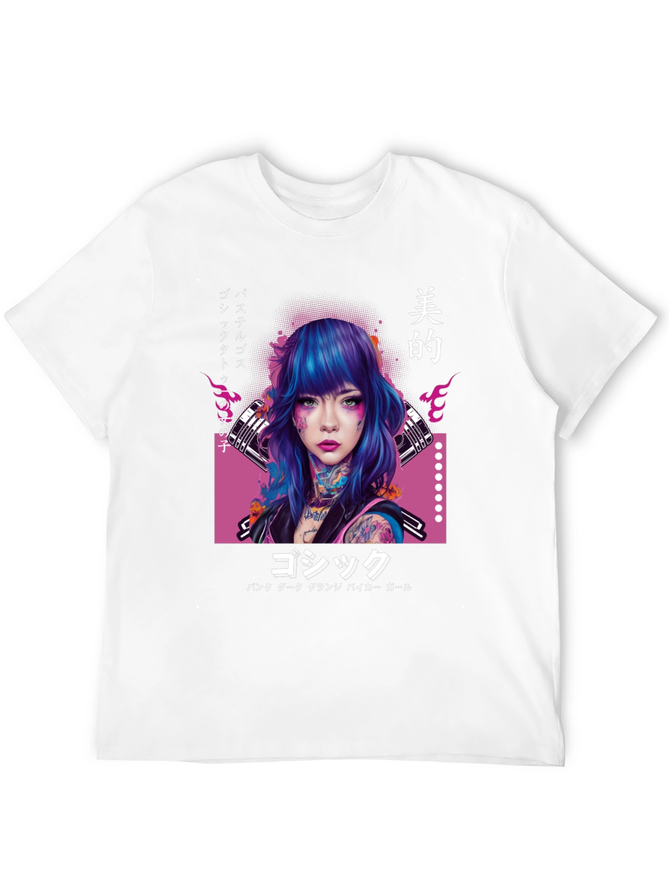 Gothic Punk Girl Graphic Tee - Japanese Inspired