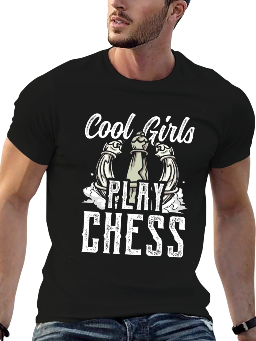 Cool Girls Play Chess T-Shirt - Black Cotton Tee