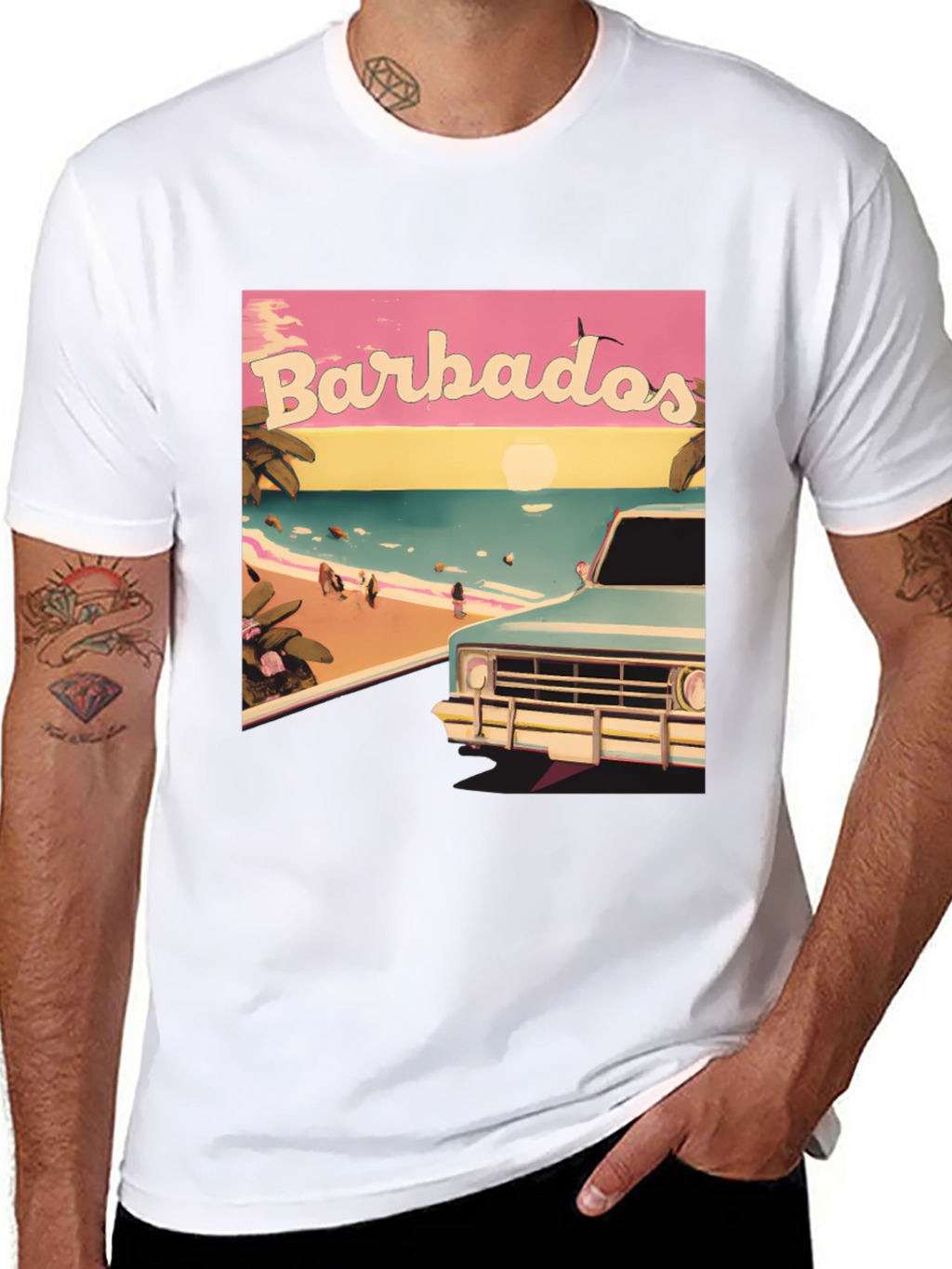 Barbados Beach Retro Graphic Tee