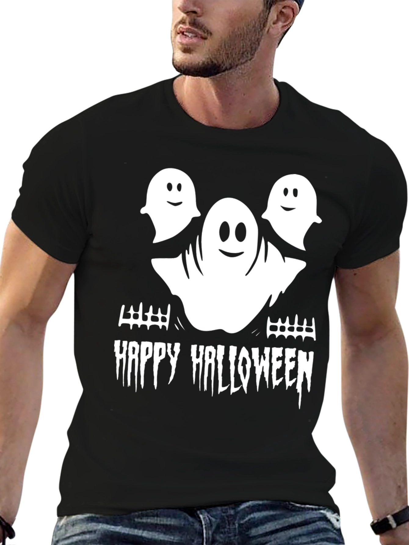 Ghostly Greetings Tee: Happy Halloween Shirt