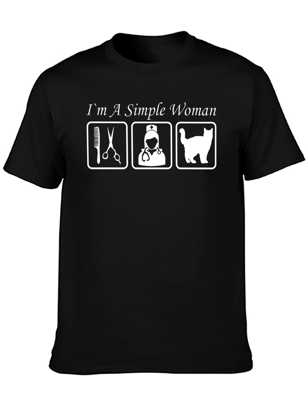 Simple Woman Occupation & Cat Graphic T-Shirt