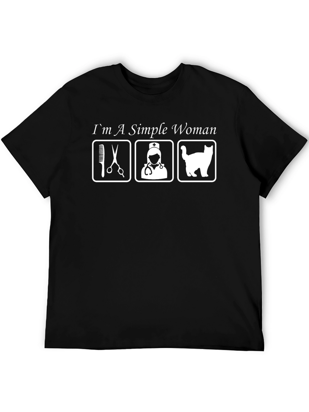 Simple Woman Occupation & Cat Graphic T-Shirt