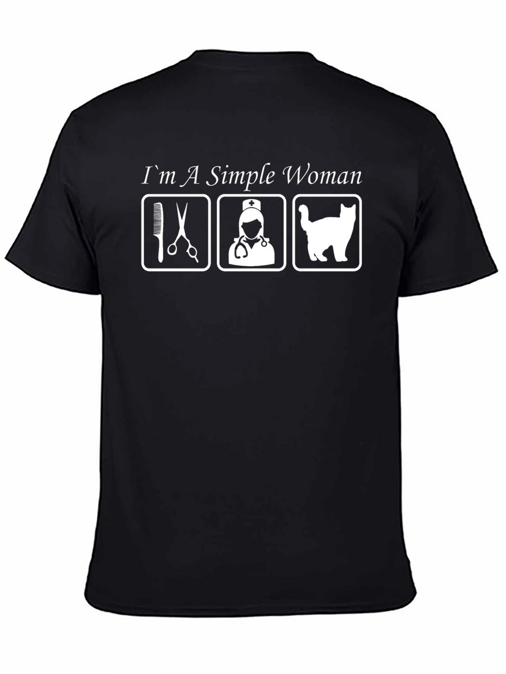 Simple Woman Occupation & Cat Graphic T-Shirt