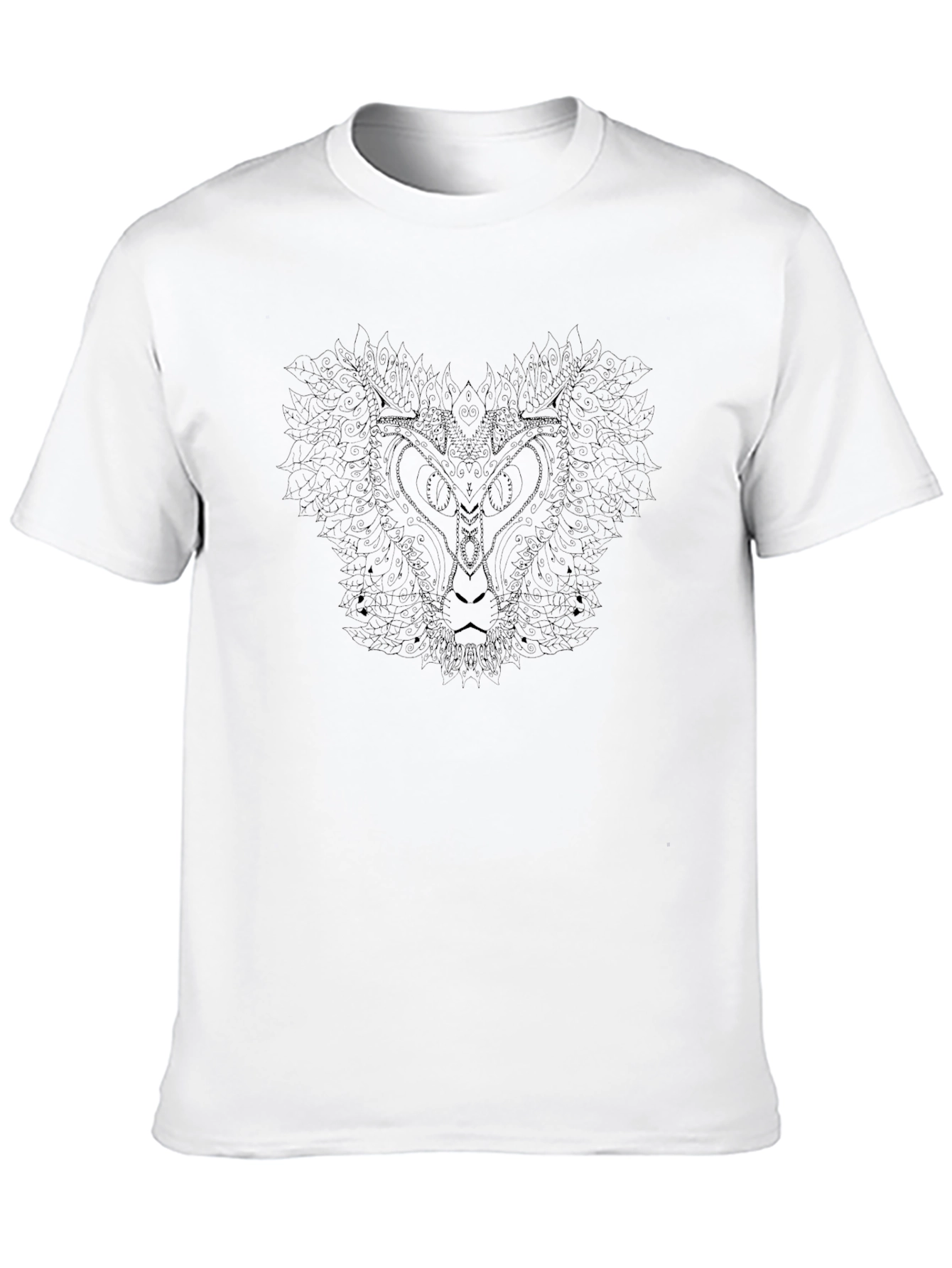 Abstract Lion Graphic Black T-Shirt