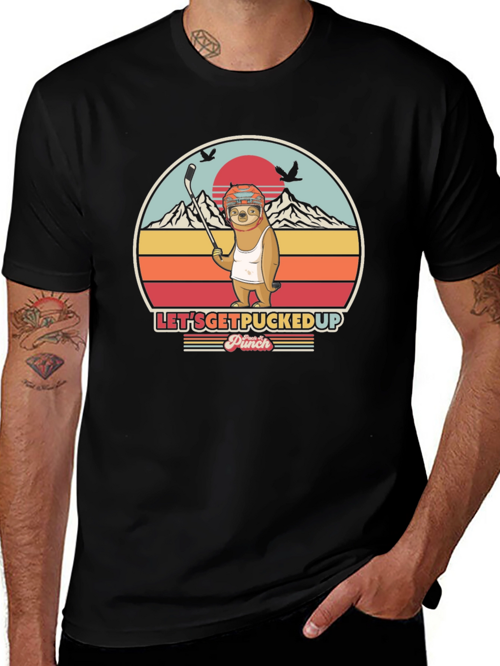 Lets Get Pucked Up Sloth Hockey T-Shirt