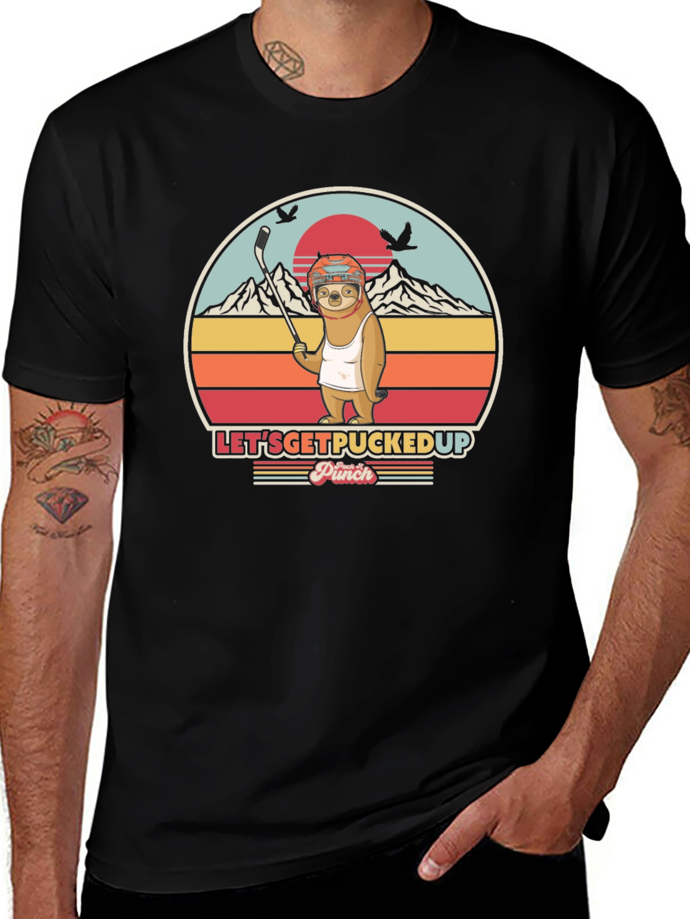 Lets Get Pucked Up Sloth Hockey T-Shirt