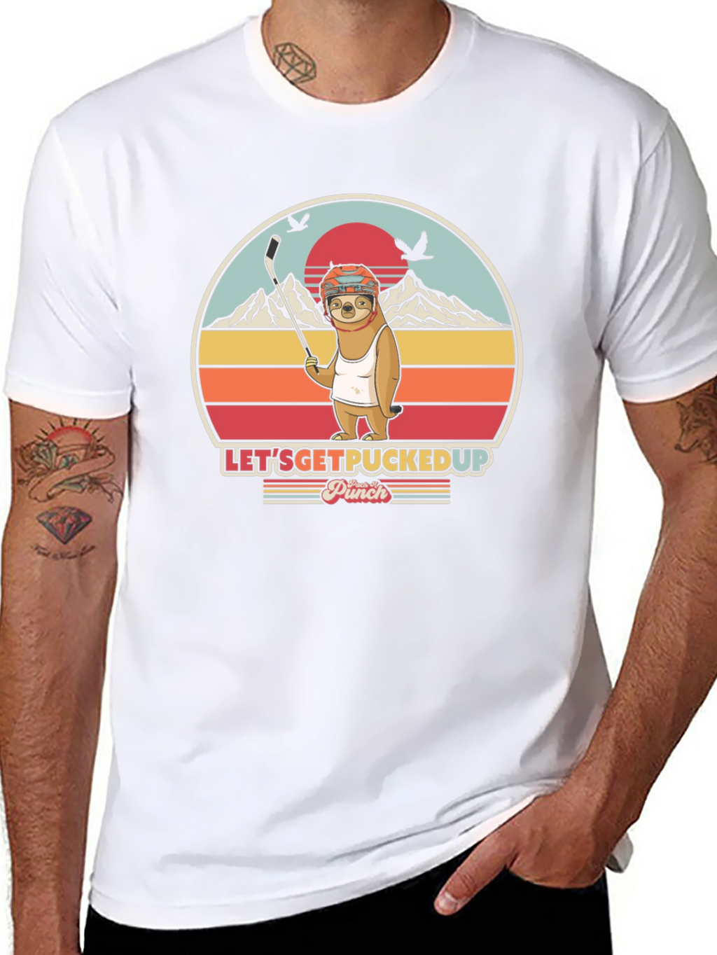 Lets Get Pucked Up Sloth Hockey T-Shirt