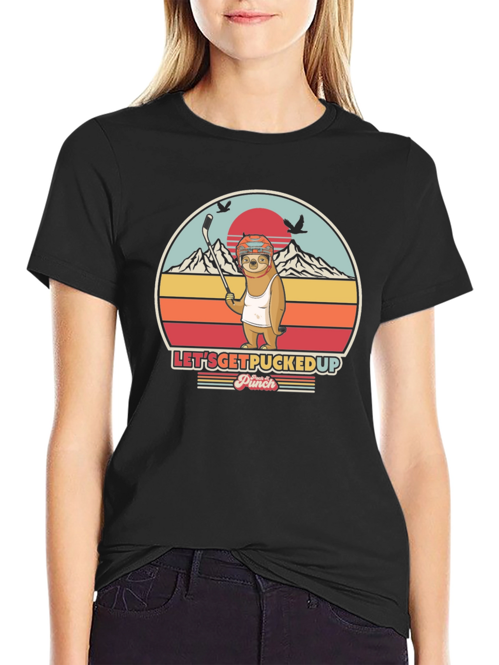 Lets Get Pucked Up Sloth Hockey T-Shirt