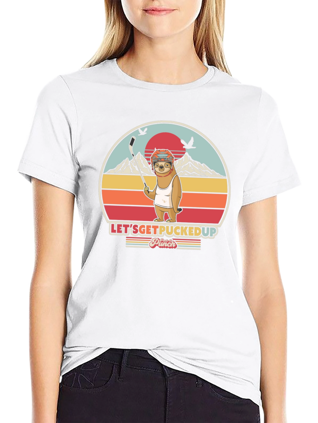 Lets Get Pucked Up Sloth Hockey T-Shirt