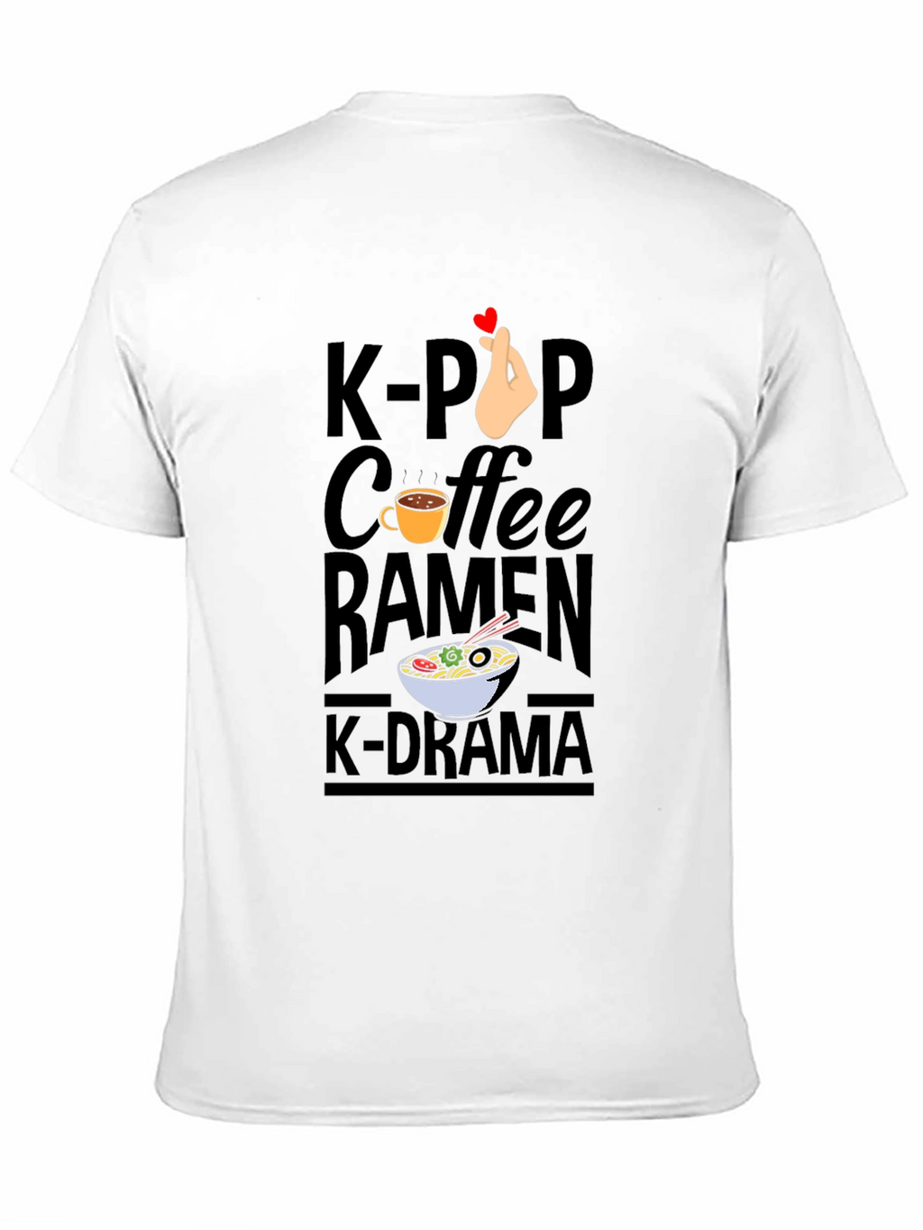 K-Pop Coffee Ramen K-Drama Black T-Shirt