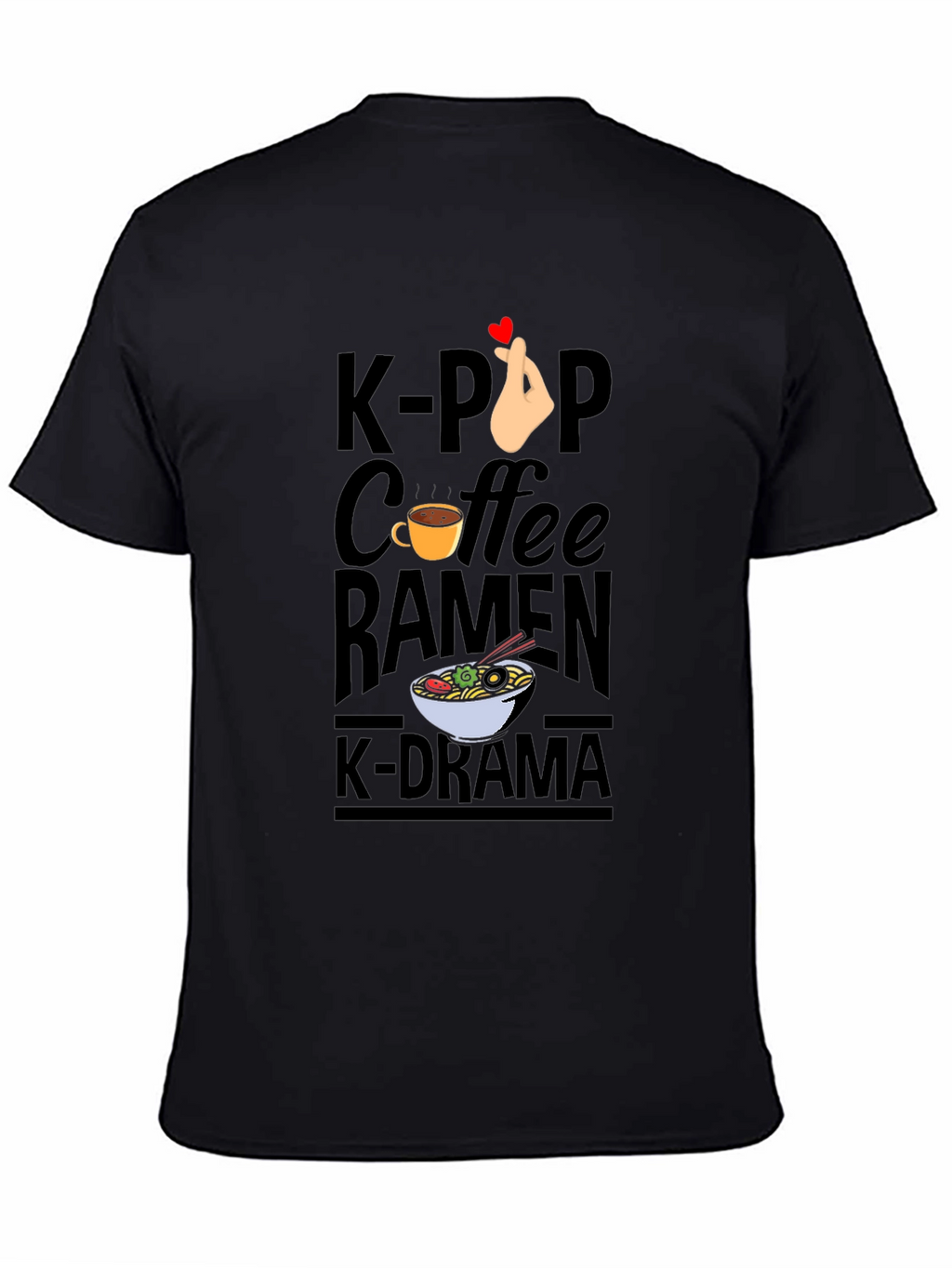 K-Pop Coffee Ramen K-Drama Black T-Shirt