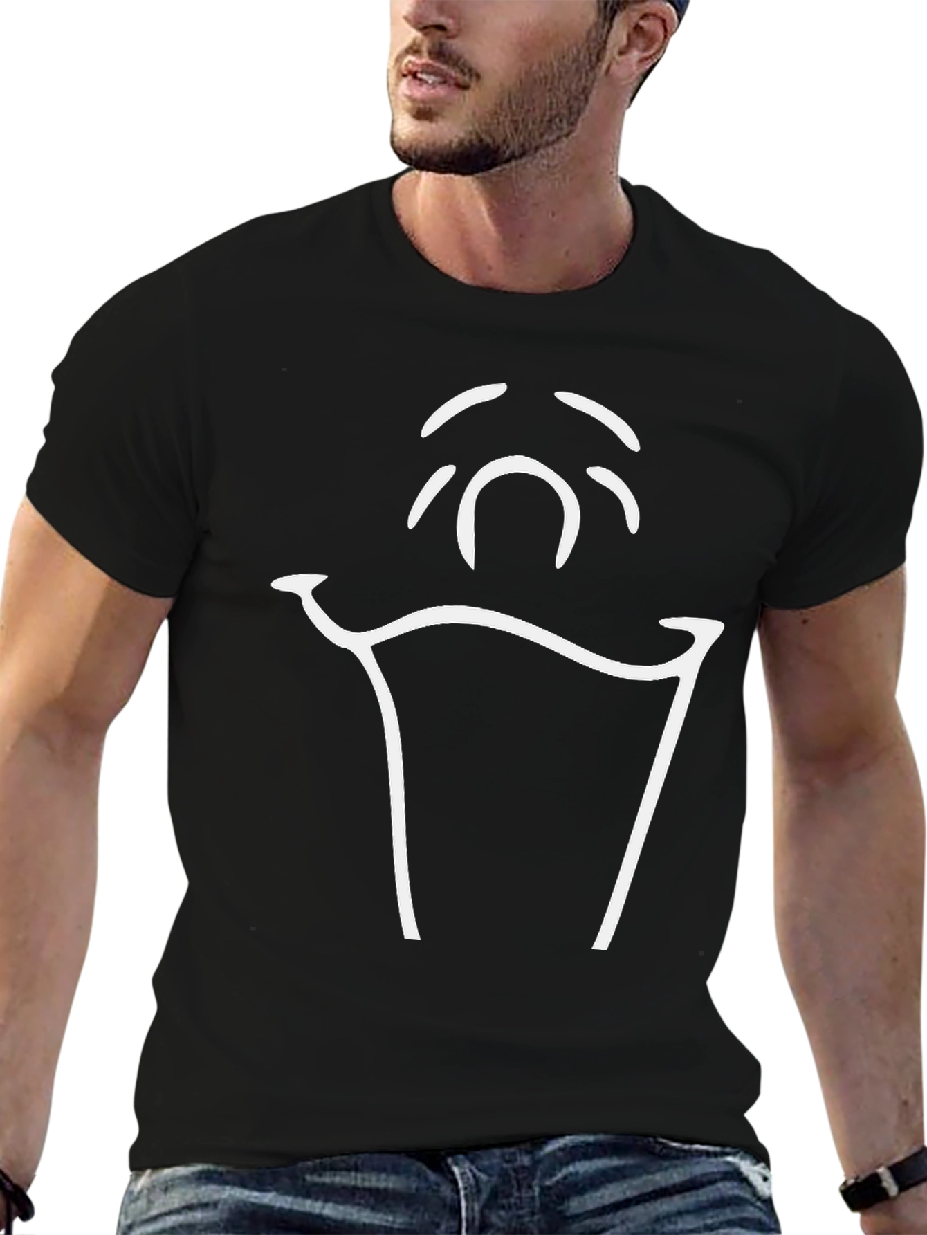 Minimalist Ghost Graphic Black T-Shirt