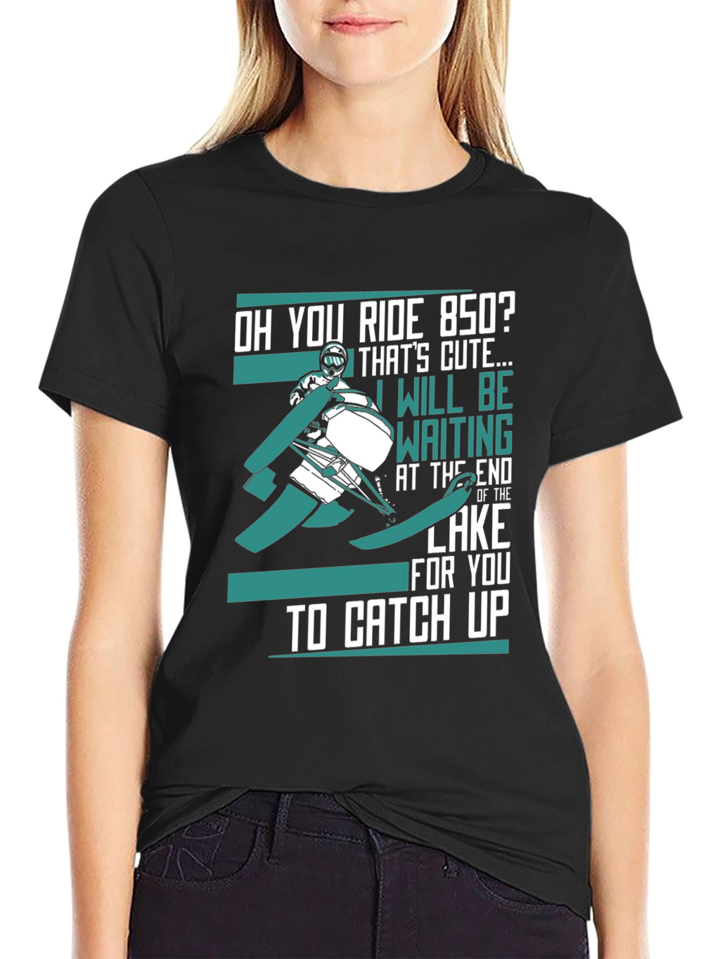 Funny Snowmobile 850 Rider Black T-Shirt