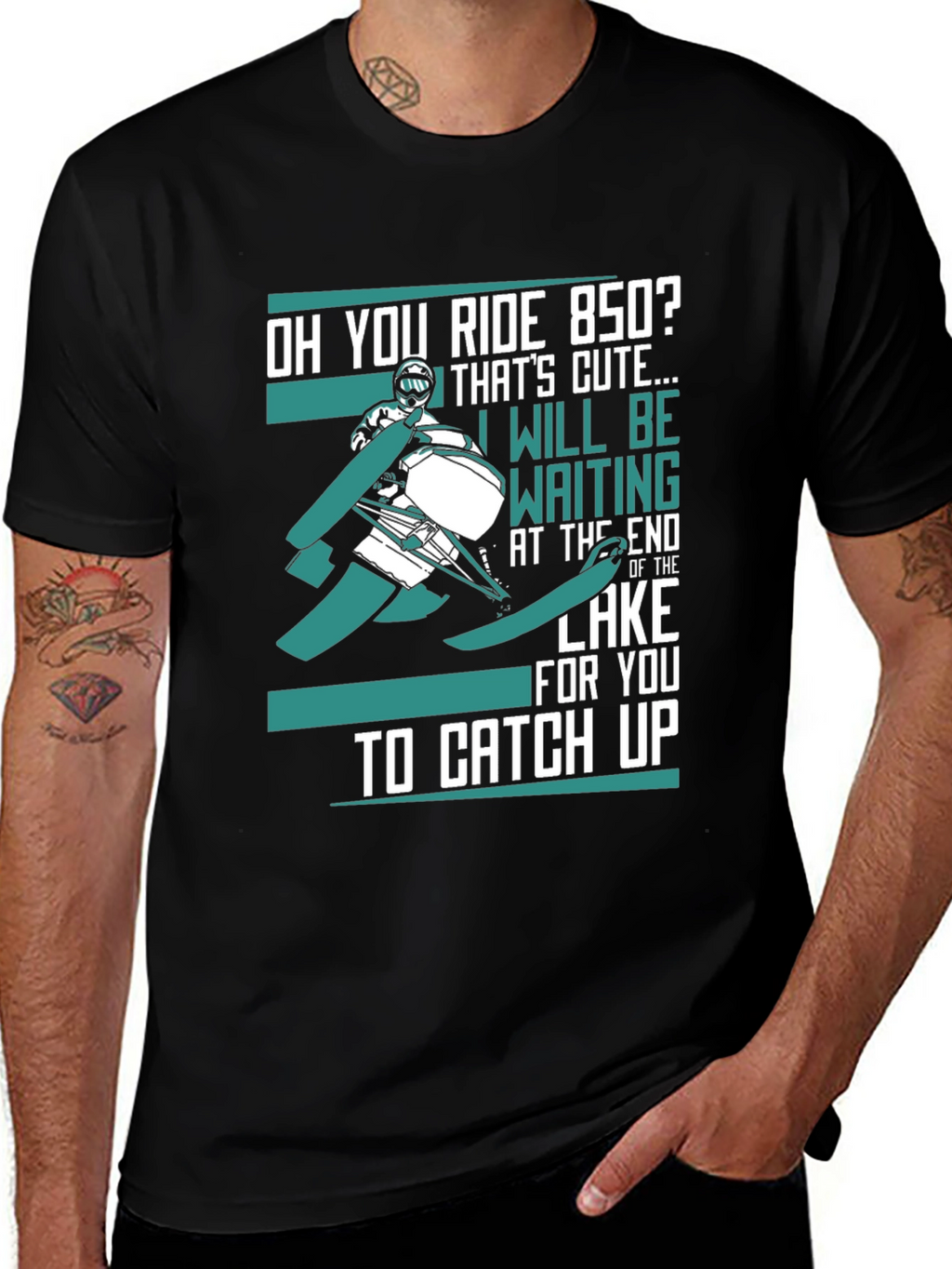 Funny Snowmobile 850 Rider Black T-Shirt