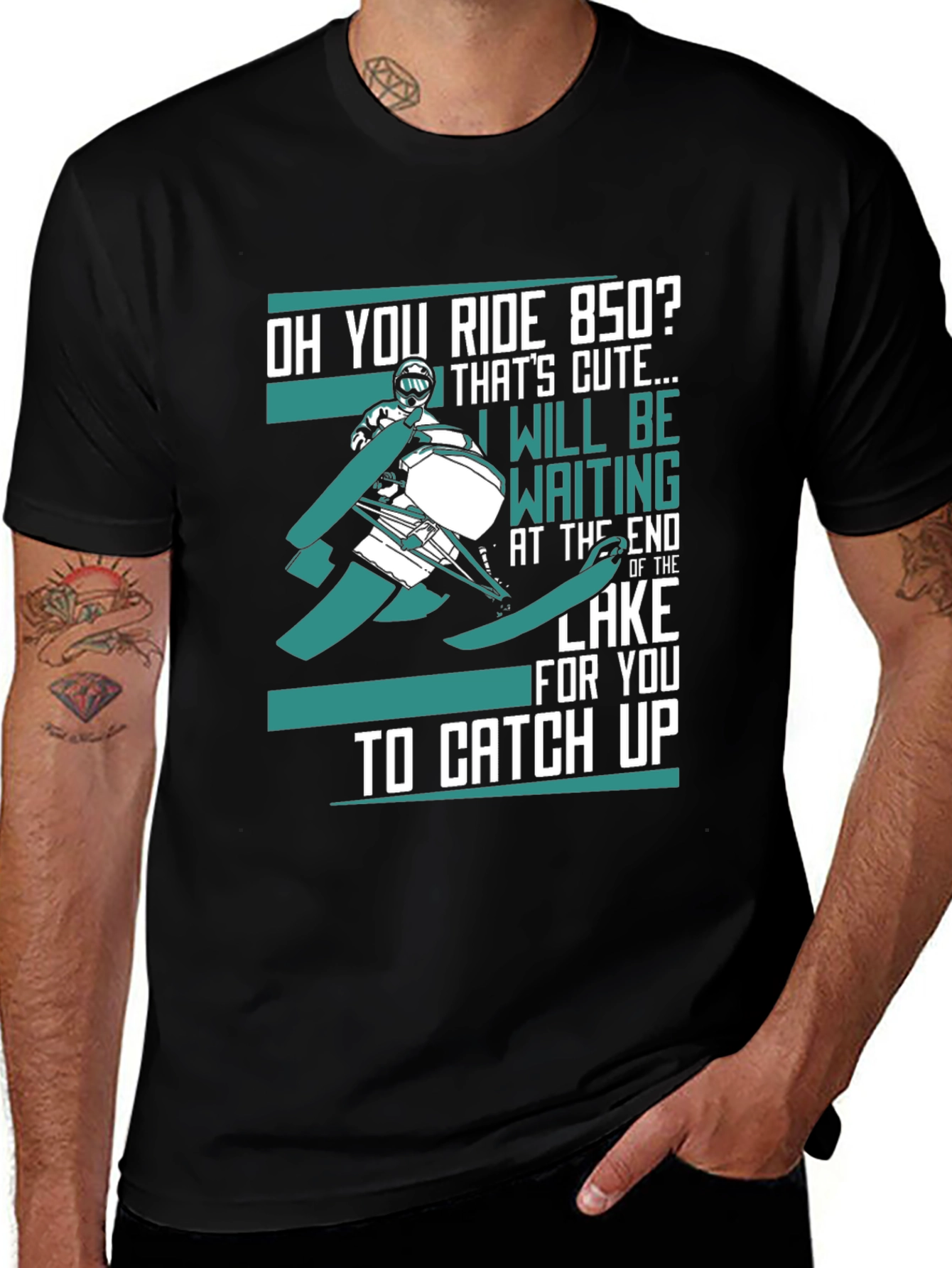Funny Snowmobile 850 Rider Black T-Shirt