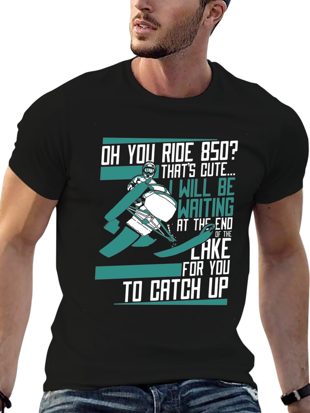 Funny Snowmobile 850 Rider Black T-Shirt