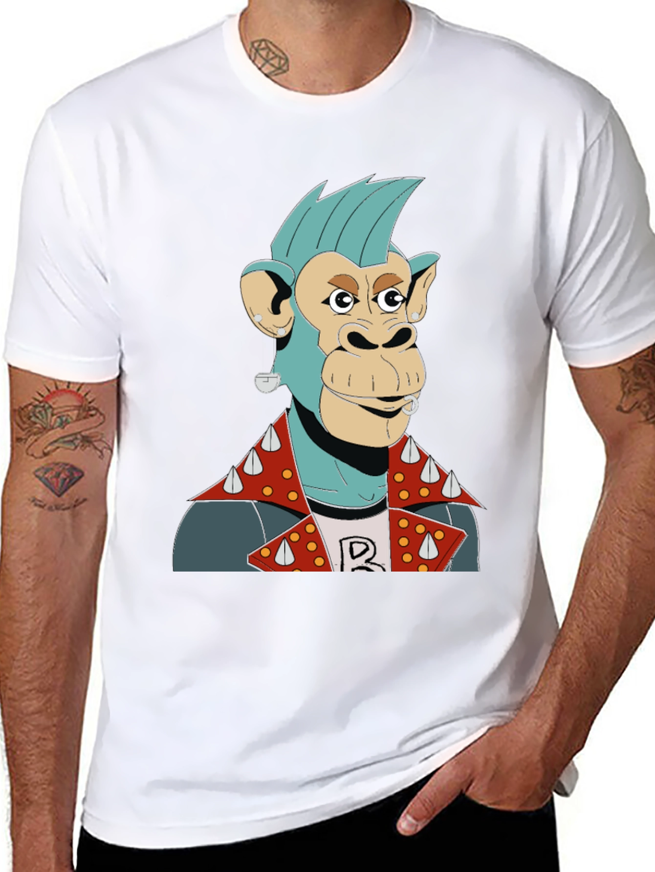 Cool Punk Monkey Graphic T-Shirt
