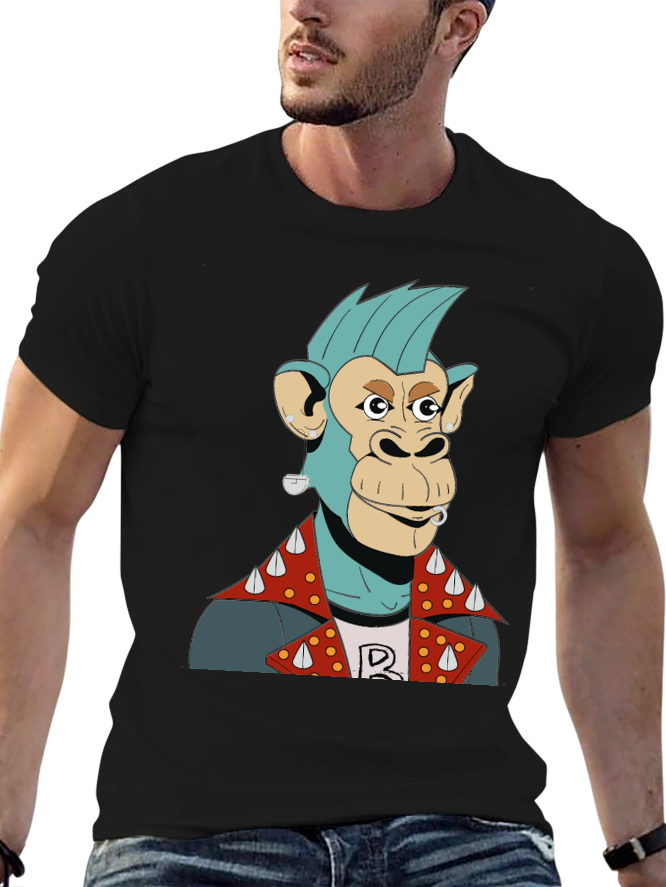 Cool Punk Monkey Graphic T-Shirt