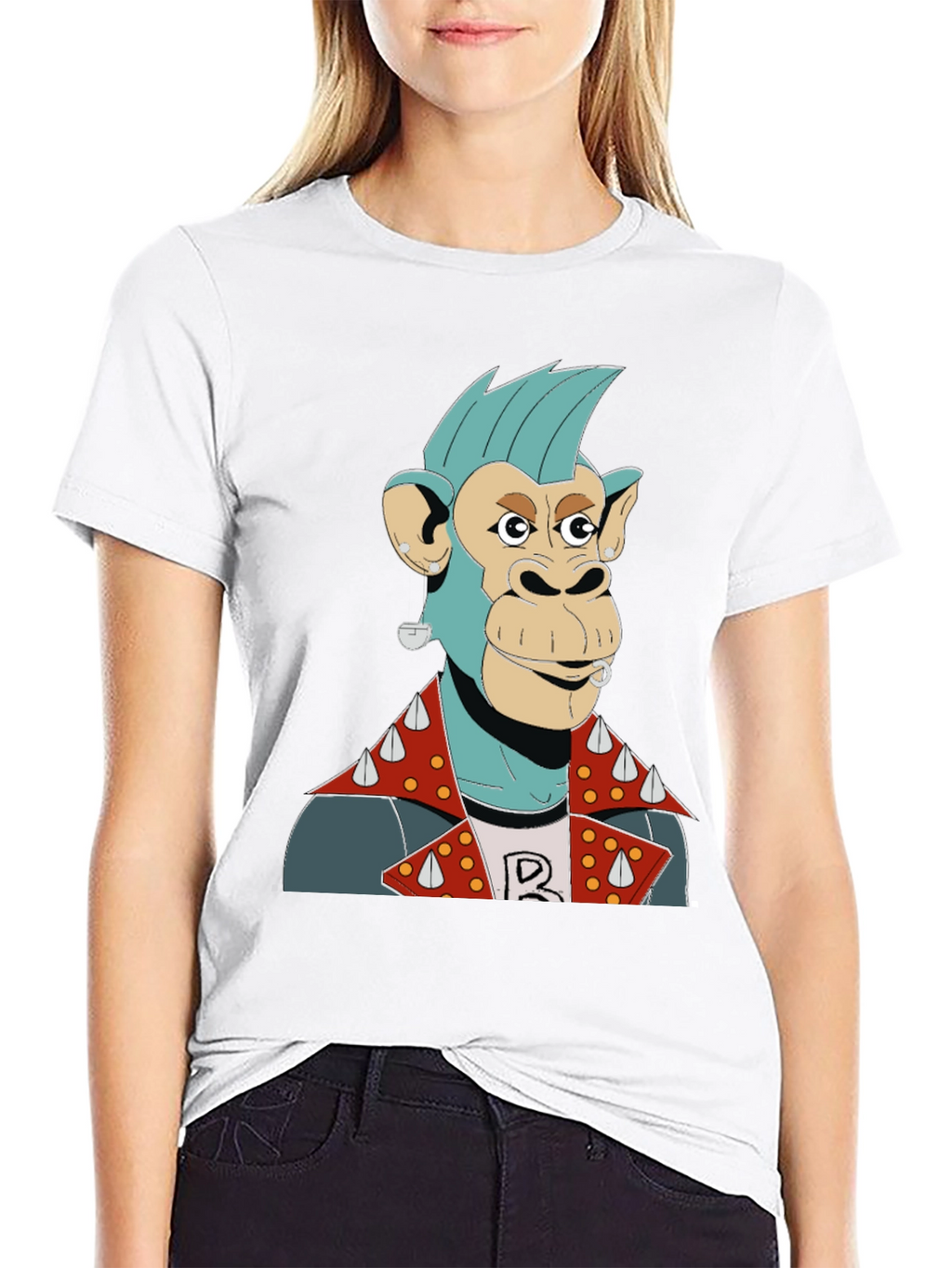 Cool Punk Monkey Graphic T-Shirt