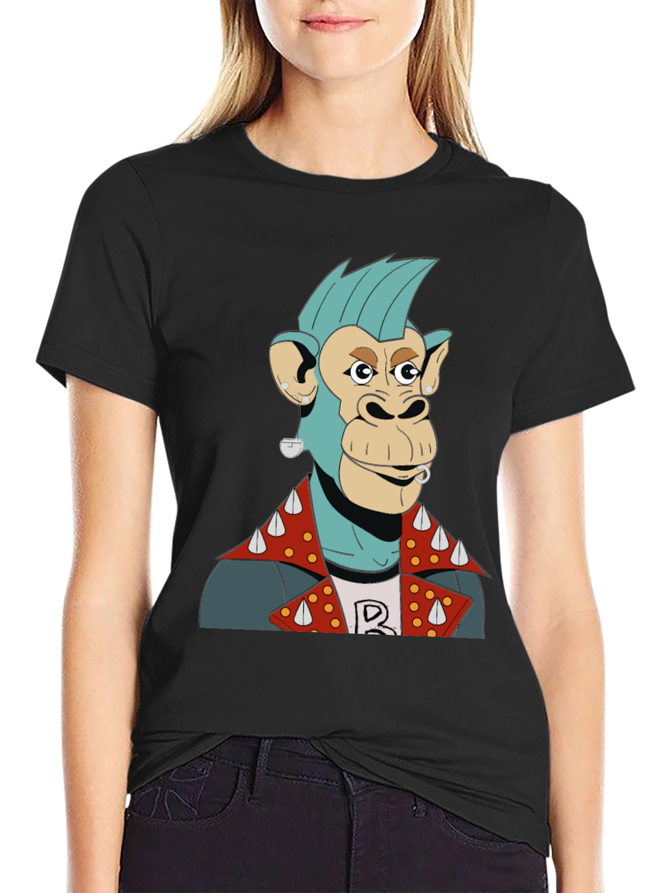 Cool Punk Monkey Graphic T-Shirt