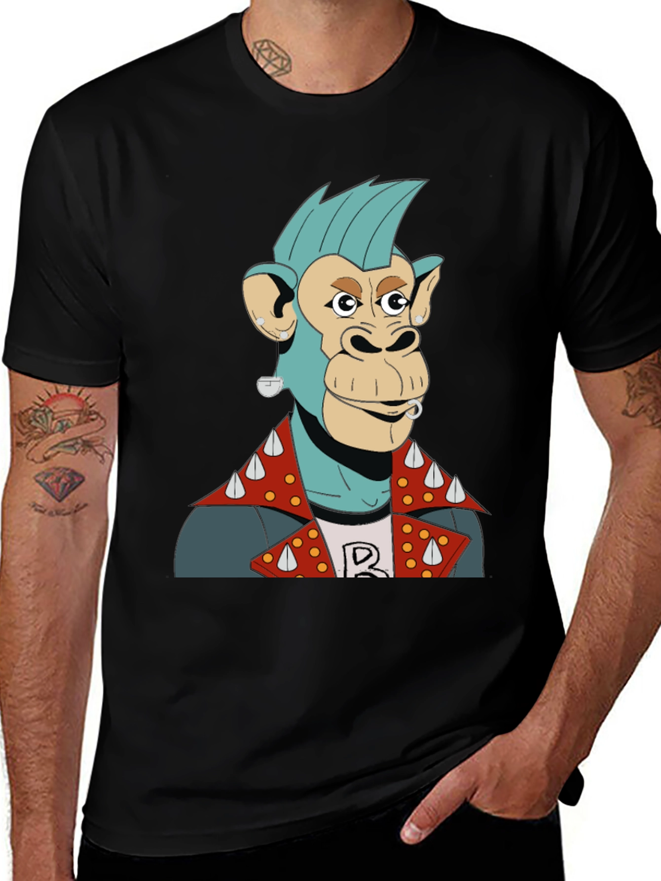 Cool Punk Monkey Graphic T-Shirt