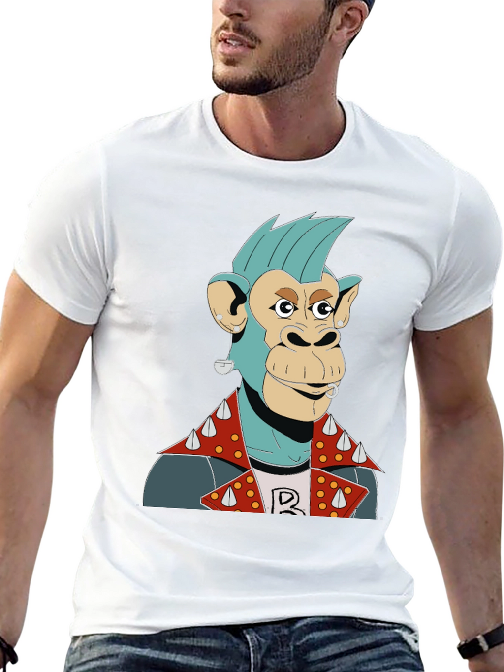 Cool Punk Monkey Graphic T-Shirt