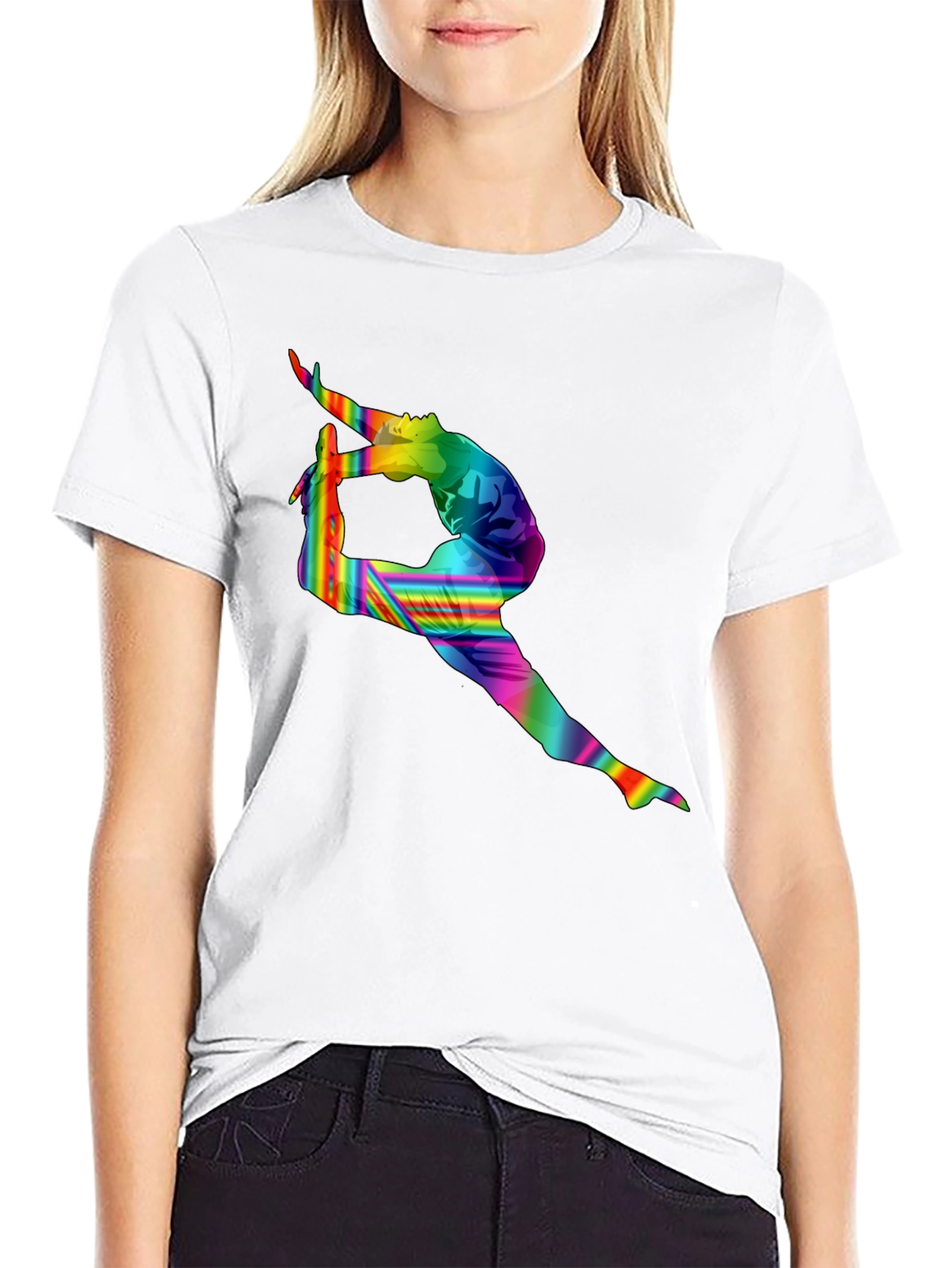 Rainbow Gymnastics Silhouette Black T-Shirt