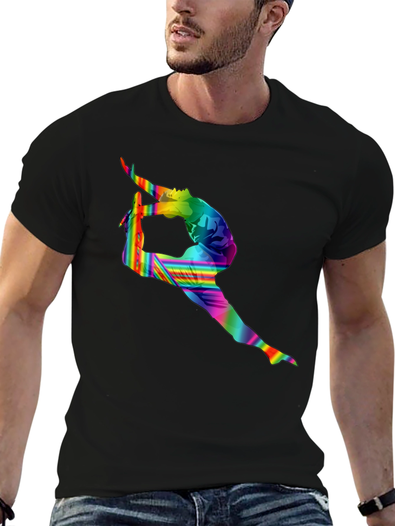 Rainbow Gymnastics Silhouette Black T-Shirt