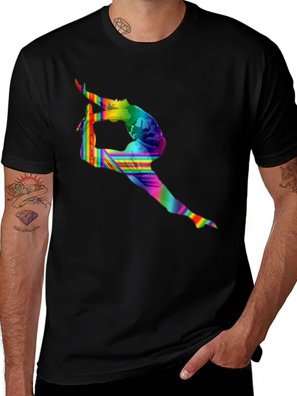 Rainbow Gymnastics Silhouette Black T-Shirt