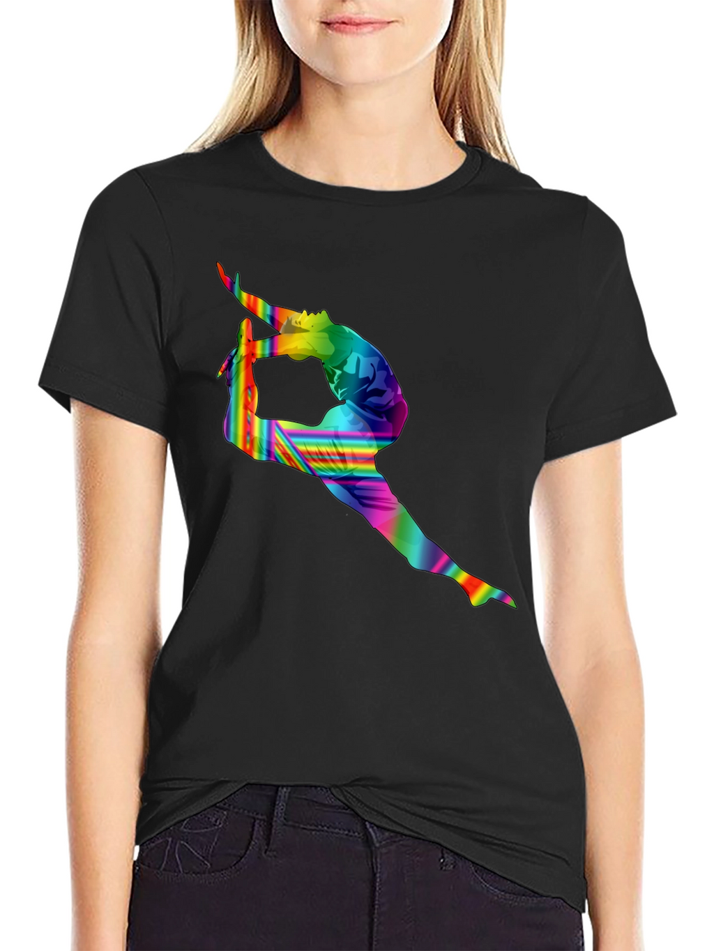 Rainbow Gymnastics Silhouette Black T-Shirt